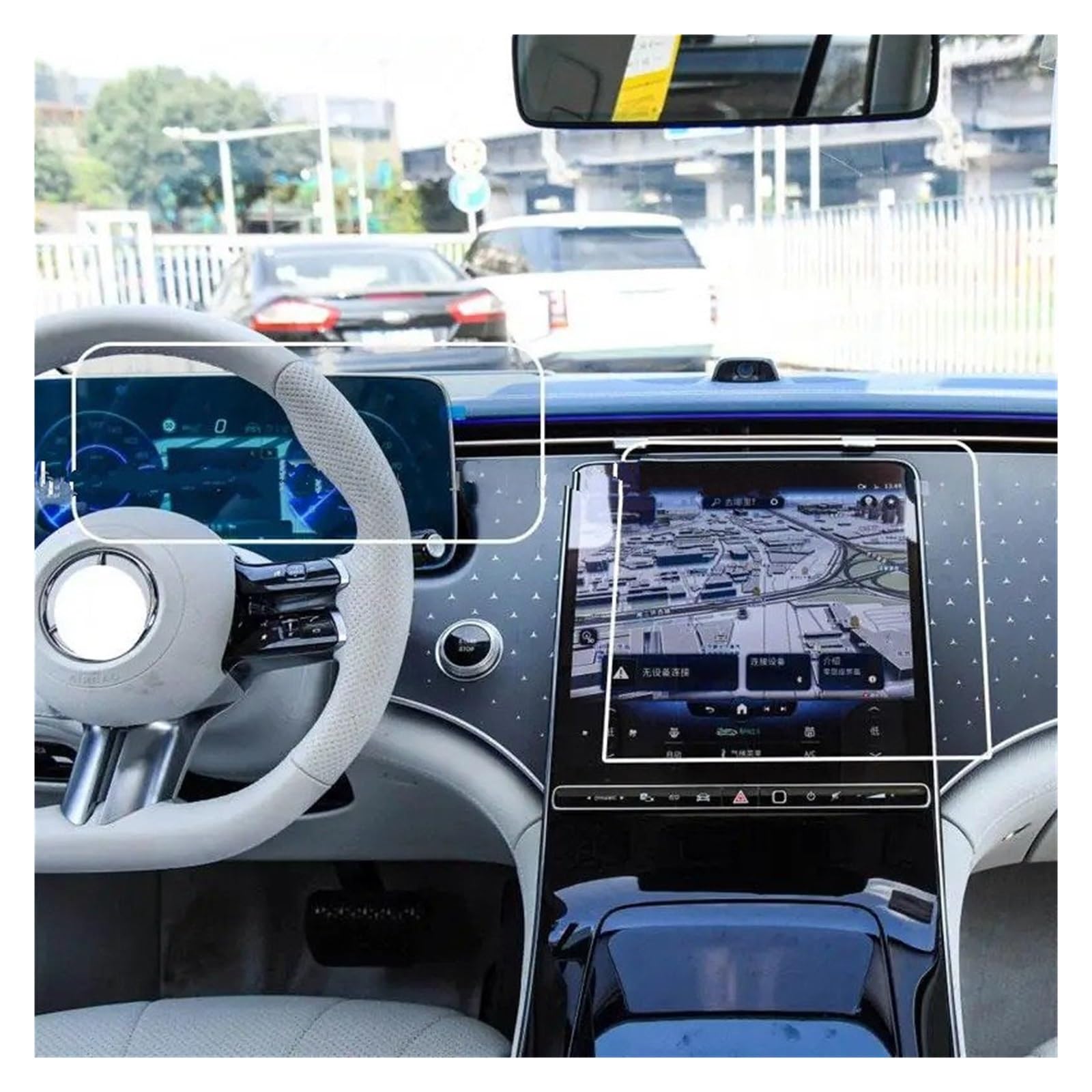 per Mercedes-Benz EQE 500 EQE 350 2023 Pellicola Protettiva in Vetro temperato per Schermo Auto navigatore GPS e Quadro Strumenti LCD Protezione per Schermo di Navigazione Auto