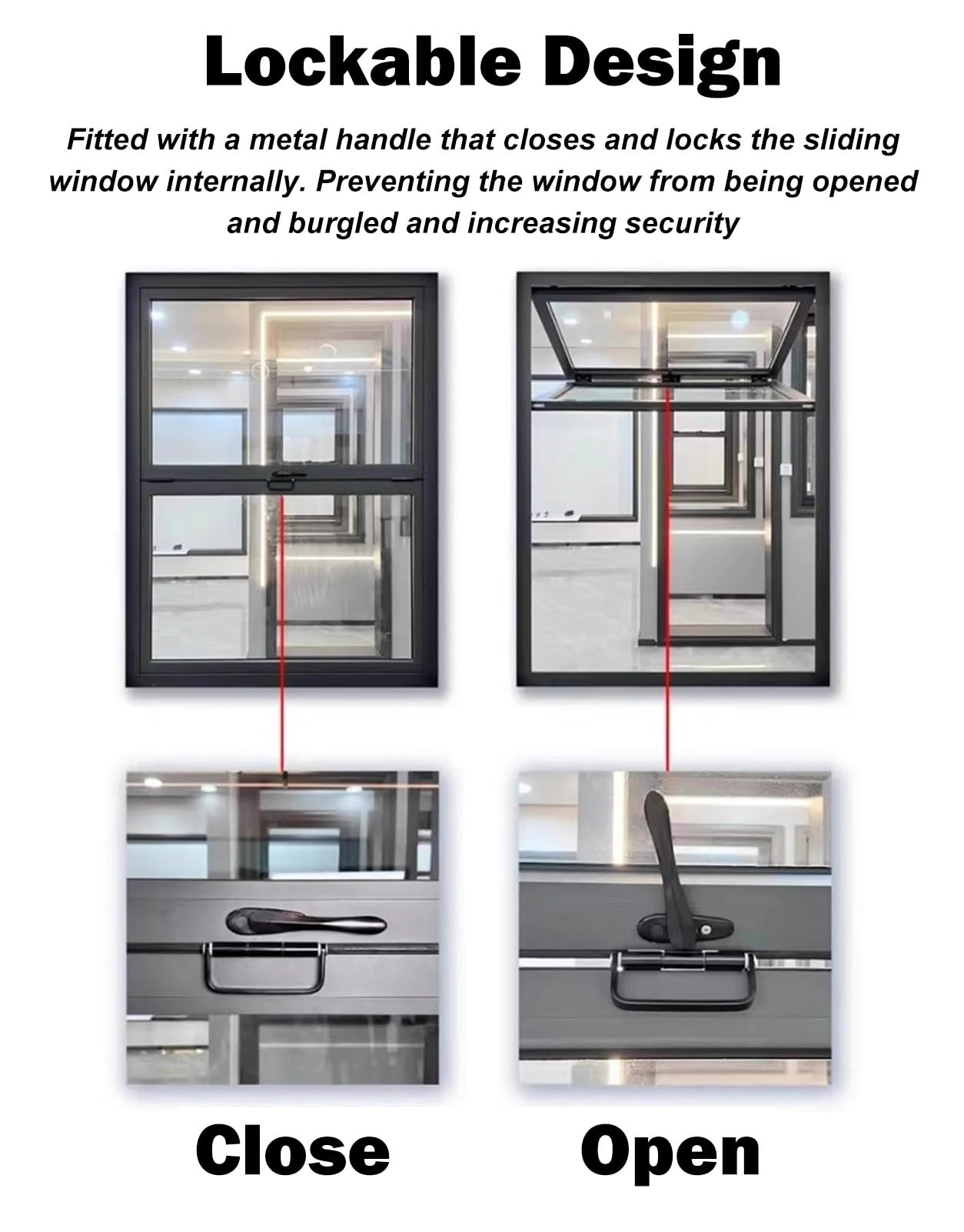 Finestre di sicurezza pieghevoli nere per camion di cibo - Finestre di servizio da incasso di ricambio per cucina interna - Dimensioni: 60 70 80 90 100 cm (81 x 81 cm)