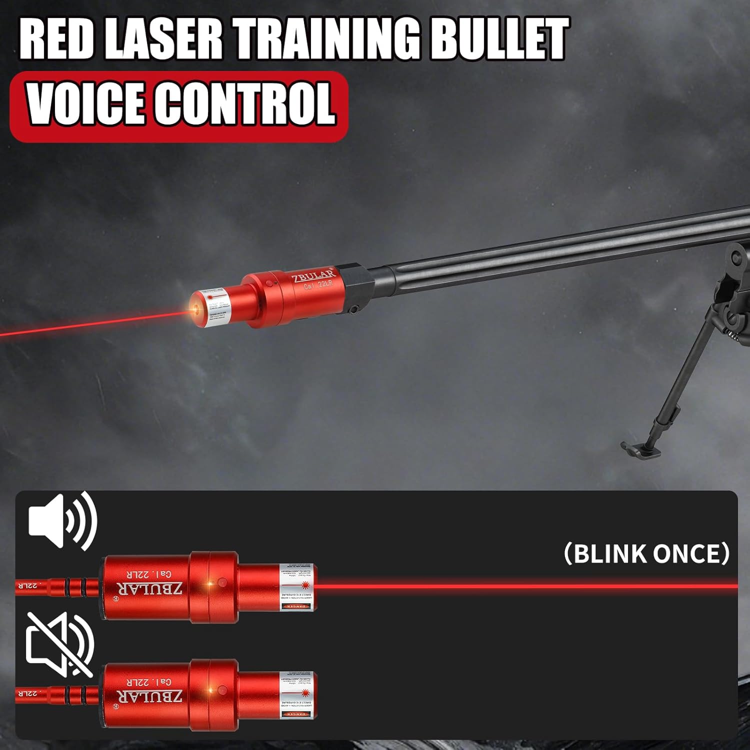 ZBULAR 2nd 2-in-1 Bore Sight Laser Training Cartridge for Cal .22lr/9mm/38spl- for Dry Fire Laser Training Cartridge, for Shooting Training Practice & Sight Calibration,USB-C Rechargeable Feature