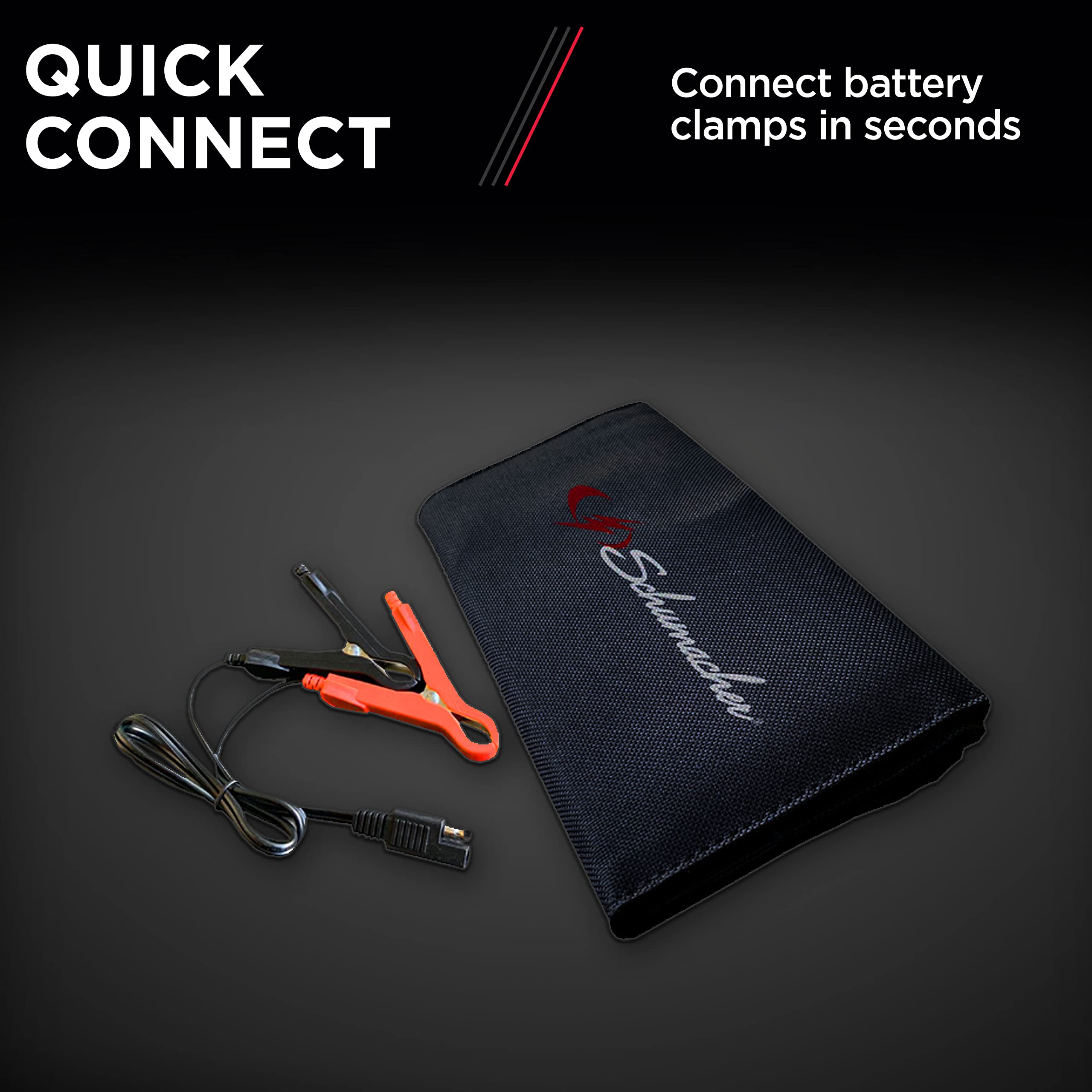 Schumacher Electric Portable Solar Battery Charger and Maintainer, SA1589, 5 Watts, 12 Volt, 1 Amp USB Port, for Maintaining Motorcycle, Power Sport, Car, Van, and Marine Batteries