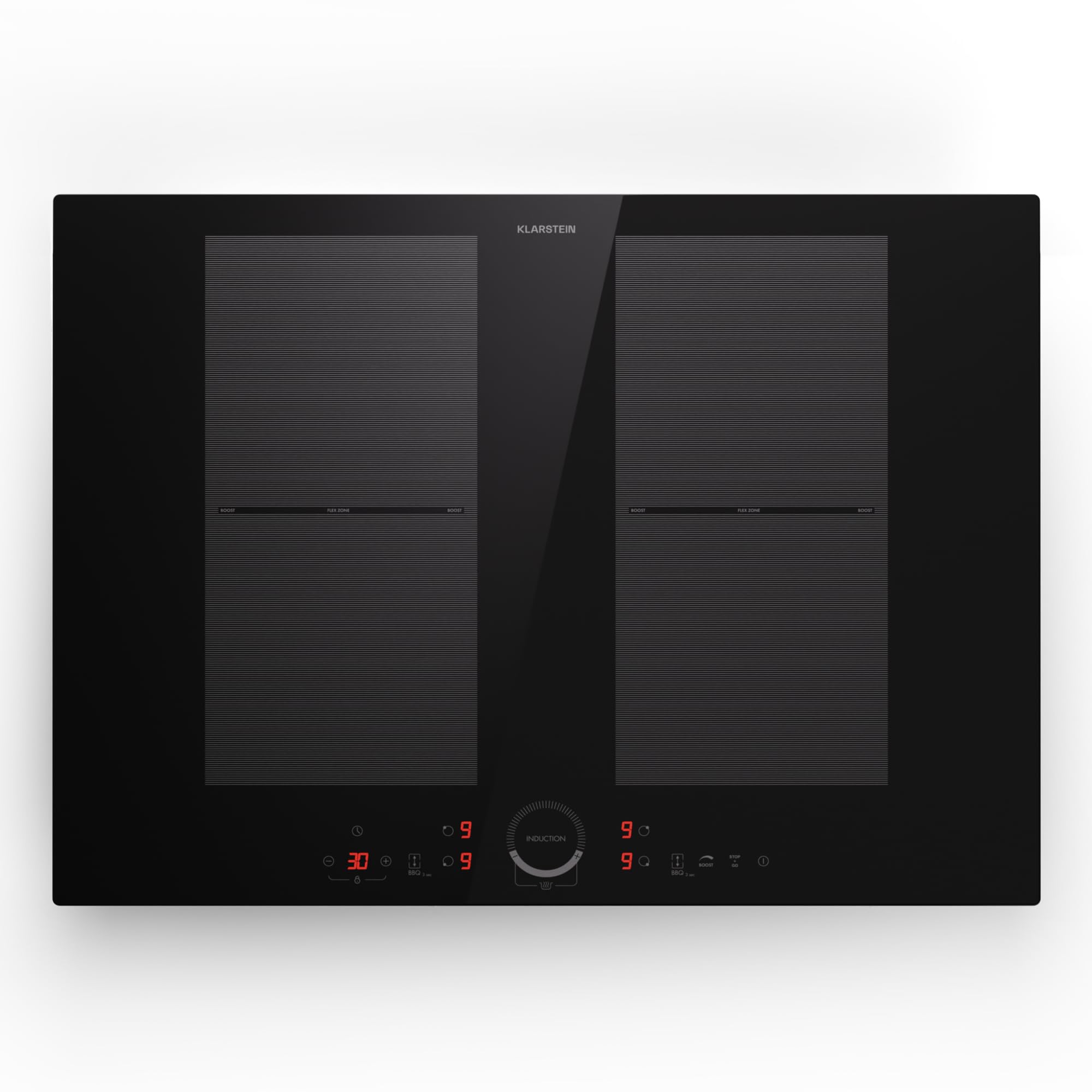 Klarstein induction hob, glass ceramic 7000W induction hob with 4 plates, built-in induction Palte with touch display and timer with overheating protection