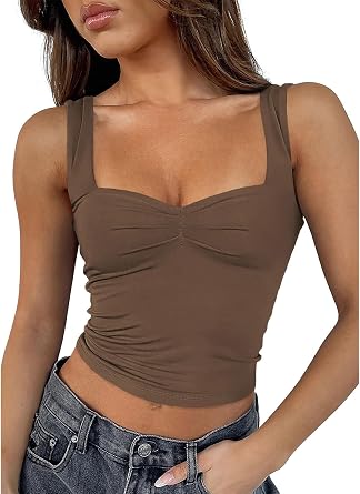 CAPE CLIQUE Going Out Tops for Women Y2K Cute Sleeveless Sweetheart Neckline Bustier Trendy Summer Cropped Tank