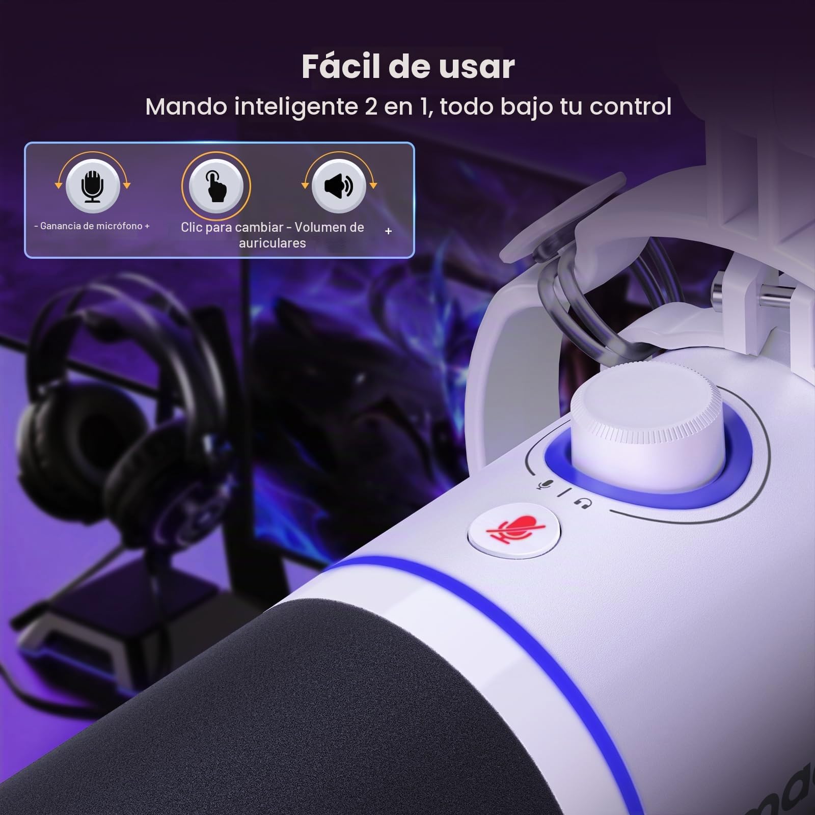 MAONO Kit de Micrófono Dinámico XLR/USB para PC, Micrófono para Podcast con Brazo, Software, Silencio, Botón de Ganancia, Control de Volumen, Micrófono para Streaming, Gaming, PS4/PS5, Doblaje
