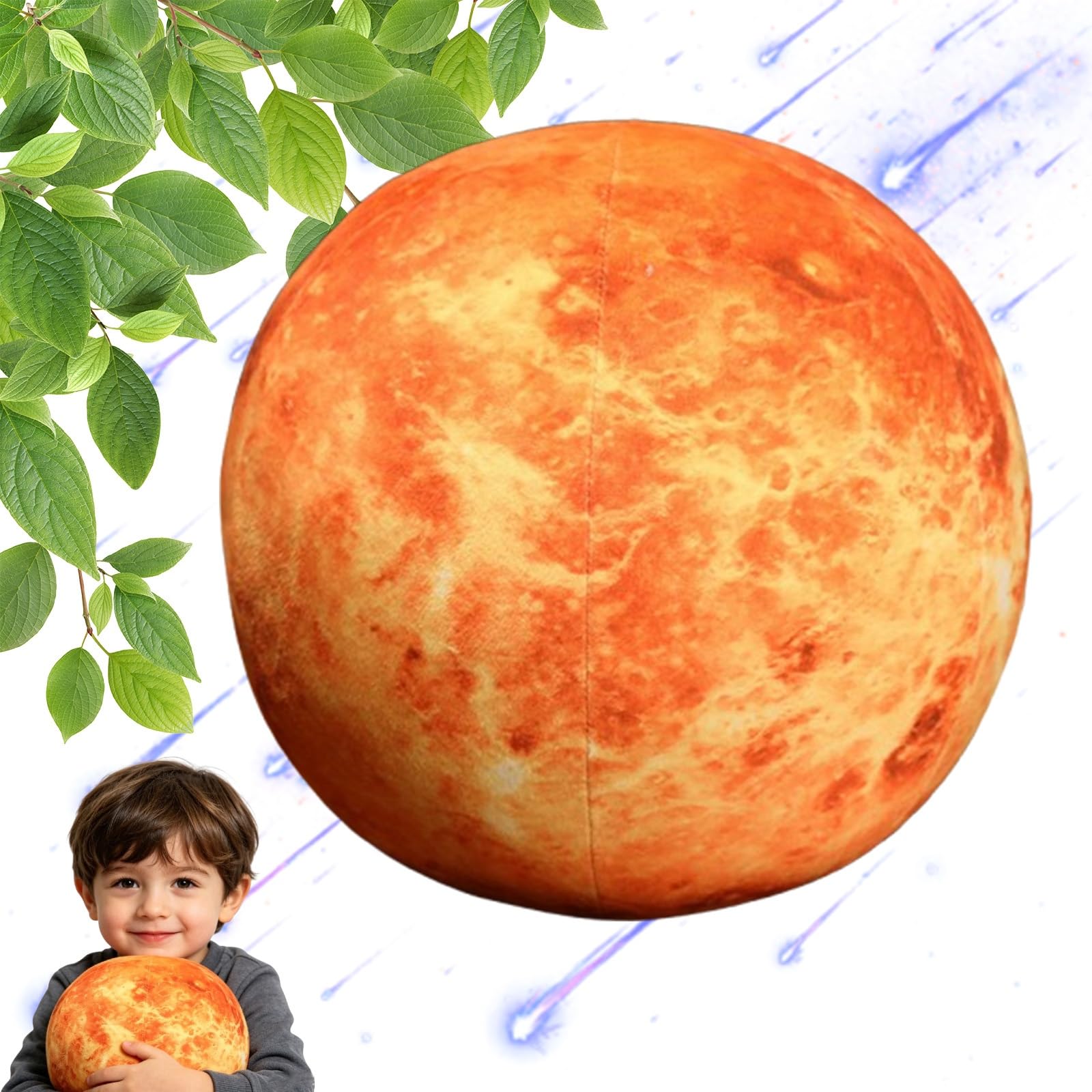 ZBELLO Plush Toy Earth, Sun, Moon, Mars Plush Stuffed Doll Cushion, Space Theme Decorative Pillow, for Living Room Sofa Decoration, Educational Cushion, Birthday Gifts (17cm,Venus)