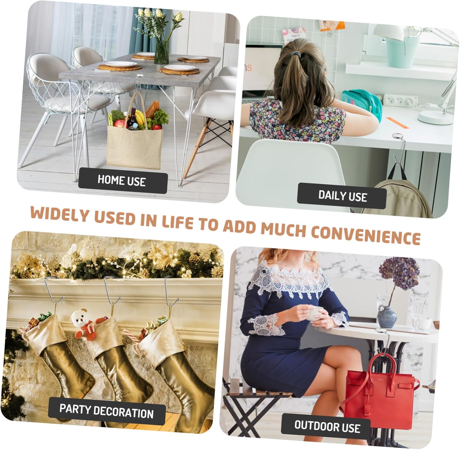 2pcs Alloy Handbag Hangers Stylish Backpack Hook for Tables Prevents Dirt and Keeps Bags Off The Floor Rosy