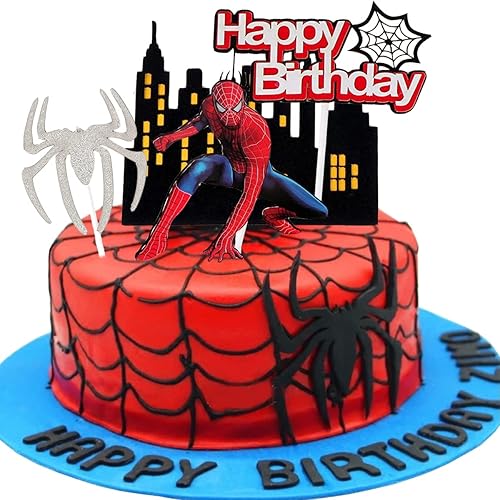 Miniatura 2 de Decoración de pastel de cumpleaños de Spiderman, decoraciones de pastel de Spiderman, decoraciones de fiesta temática de superhéroes para niños