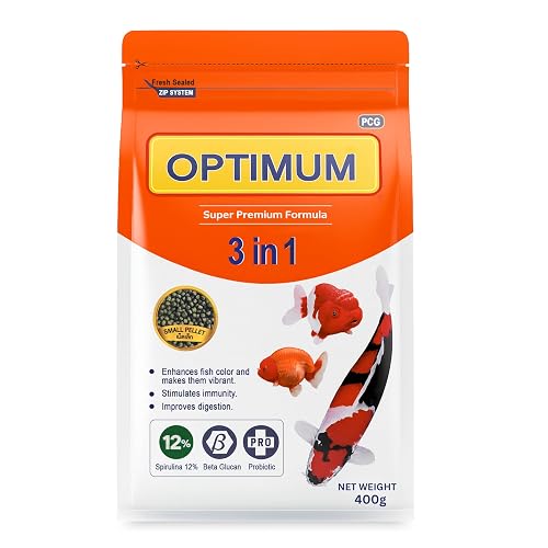 Foodie Puppies Optimum 3 in 1 Premium Formula Fish Food for Carp, Goldfish and Cichlid Spirulina 12% Floating Type Small Pellet (400g, Pack of 1) with Free Key Ring