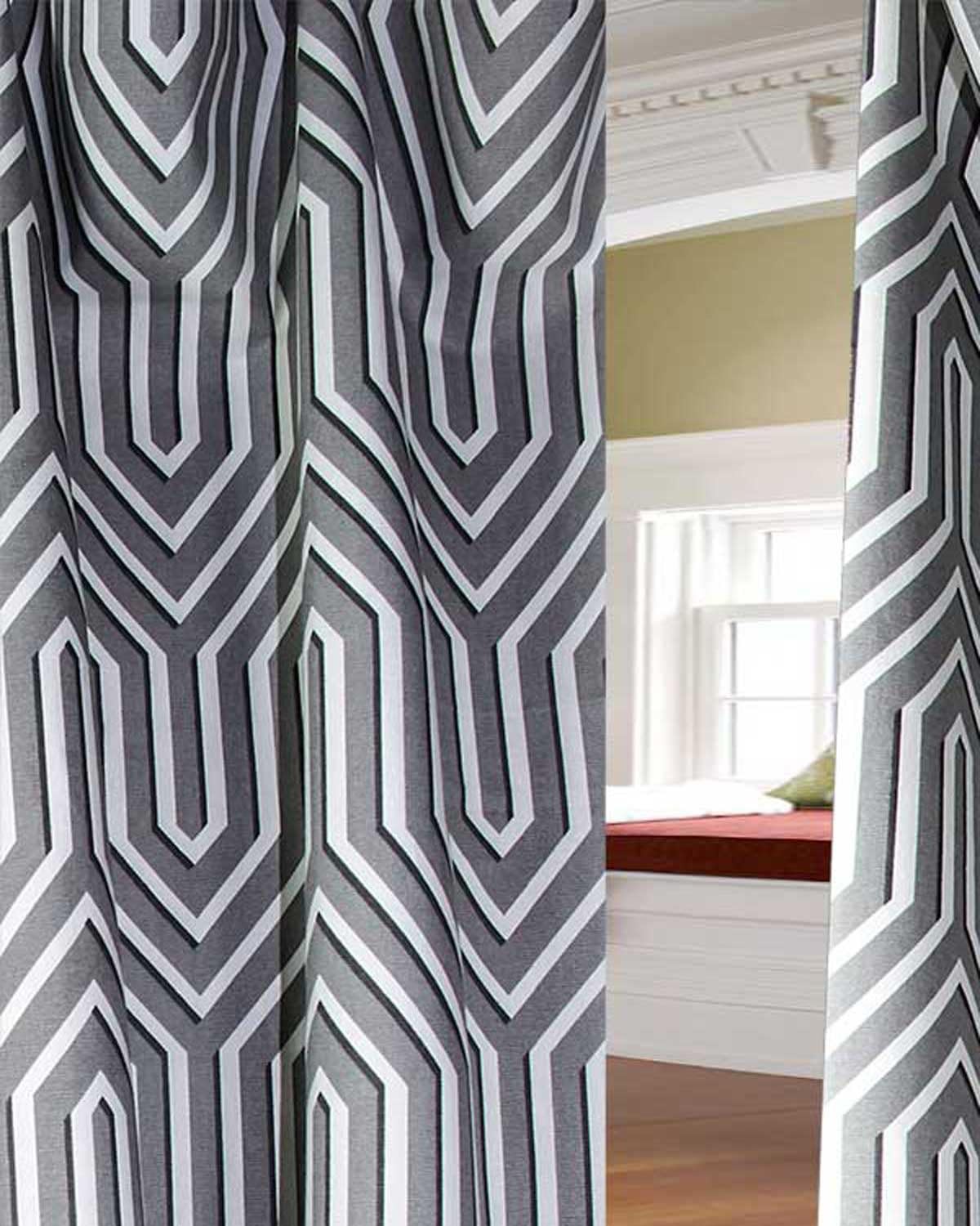 Roman Maze Printed cotton curtain/panel with rod pocket (52"W X 120"L)