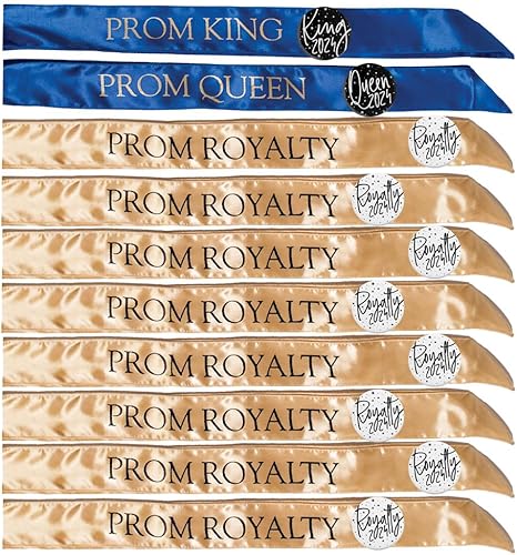 Anderson's Juego de bandas de graduación, bandas azuldorado KingQueen, bandas de realeza doradanegra, 10 piezas, accesorios de coronación de