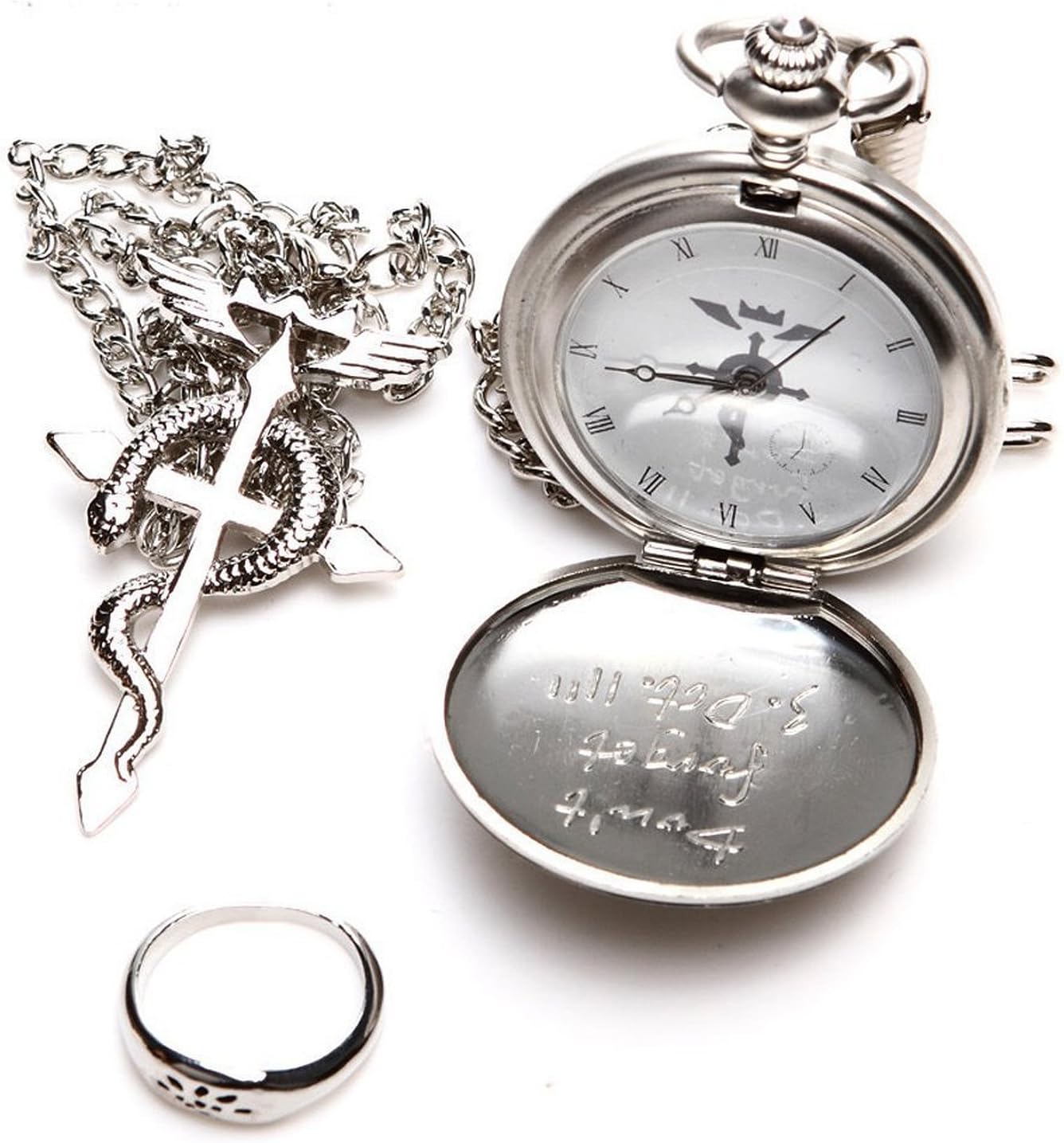 Fullmetal Alchemist Cosplay Costume Anime Pocket Watch & Necklace & Ring