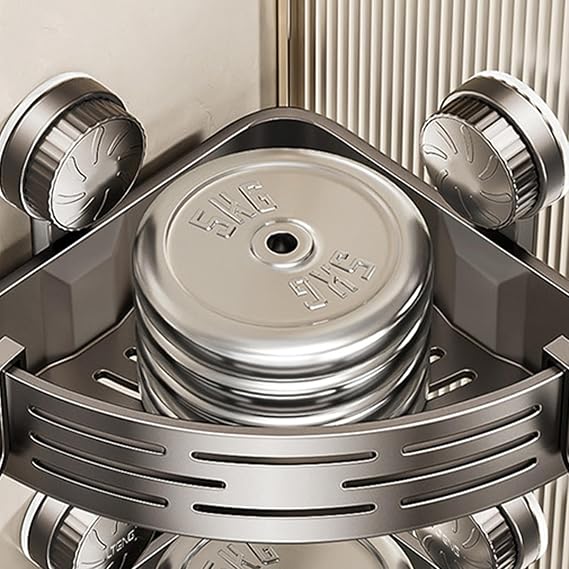 Suction Cup Shower Caddy, Adjustable Layer Corner Shelf with Hooks, Rustproof ABS Shower Organizer, No Drill Bathroom Storage for Soap, Shampoo, and Toiletries
