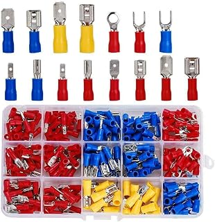 280 PCS Insulated Wire Electrical Connectors Assortment - Fork, Ring, Spade, Quick Disconnect - Crimp Marine Automotive Cable Terminals