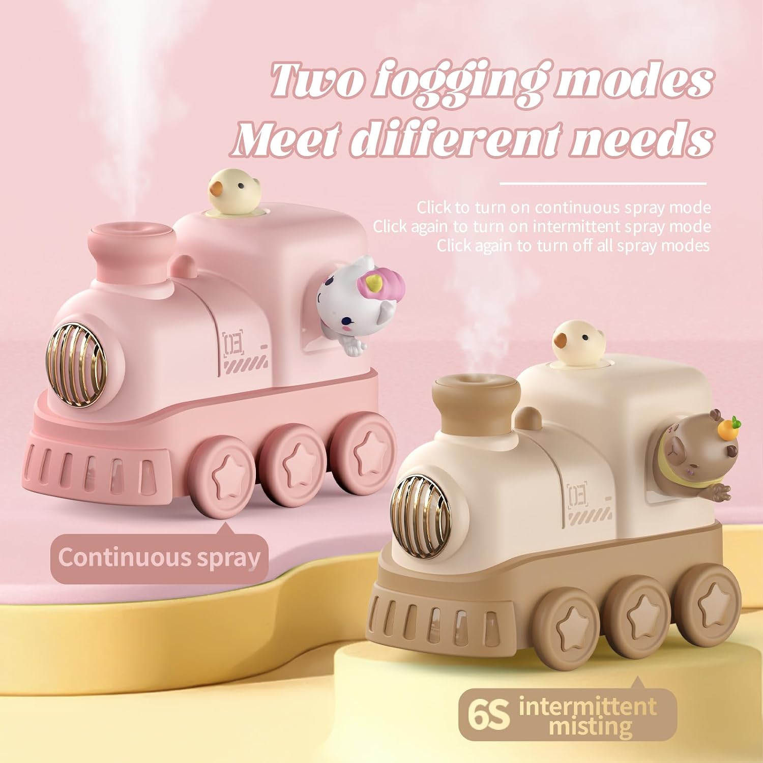 Portable Mini Humidifier,300ml USB Desktop Personal Cool Mist Small Humidifiers,2 Mist Modes,Auto Shut-Off,Mute for Bedroom/Home/Nursery/Office,Cute Mini Humidifier With Night Light (Purple)