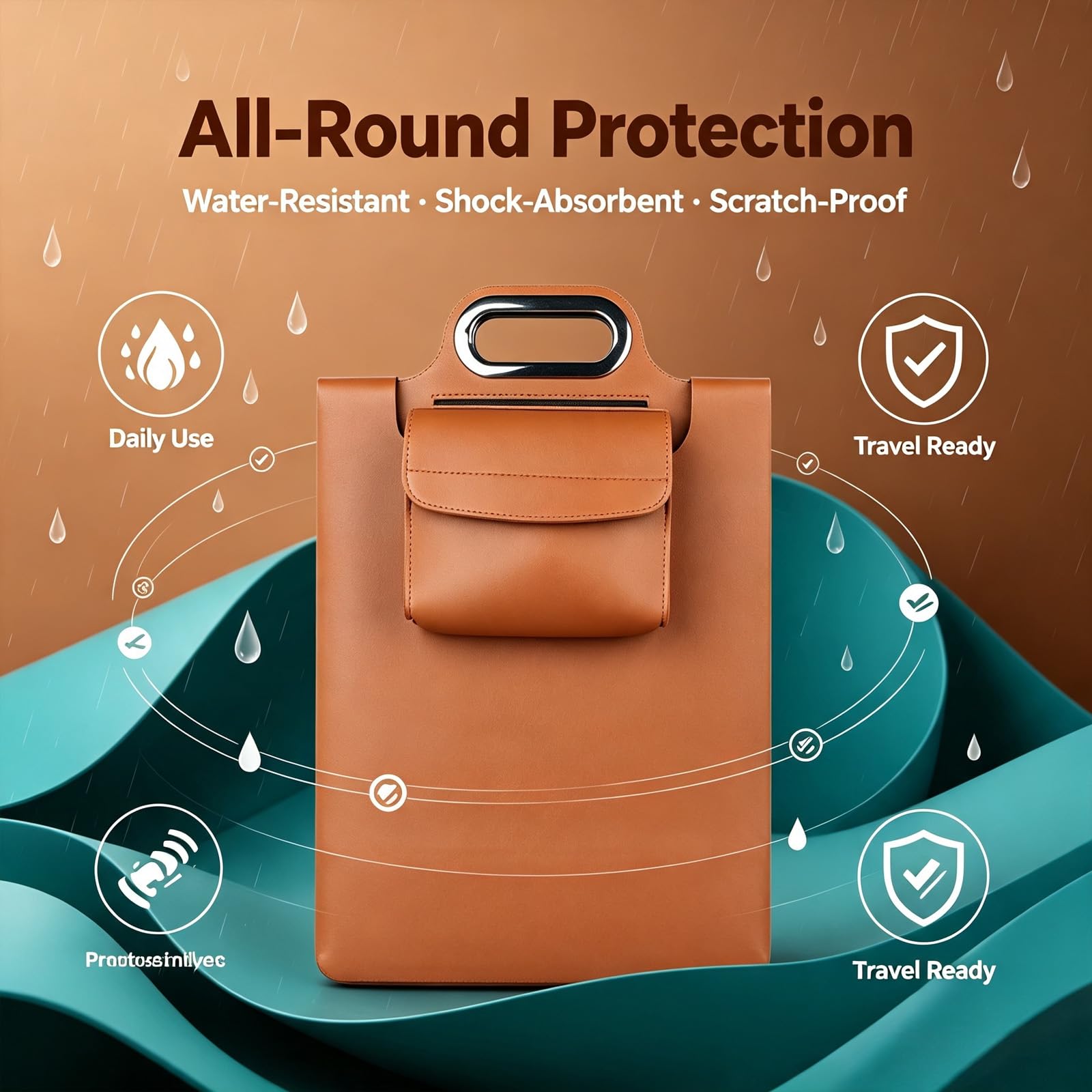 Laptoptasche Mit Kabelloser Ladefunktion Und Integriertem Ladegerät Für Mehrere Geräte, Faltbare Ledertasche Mit Ständer Und Mauspad, Wasserabweisende, Schlanke Schutztasche (B)