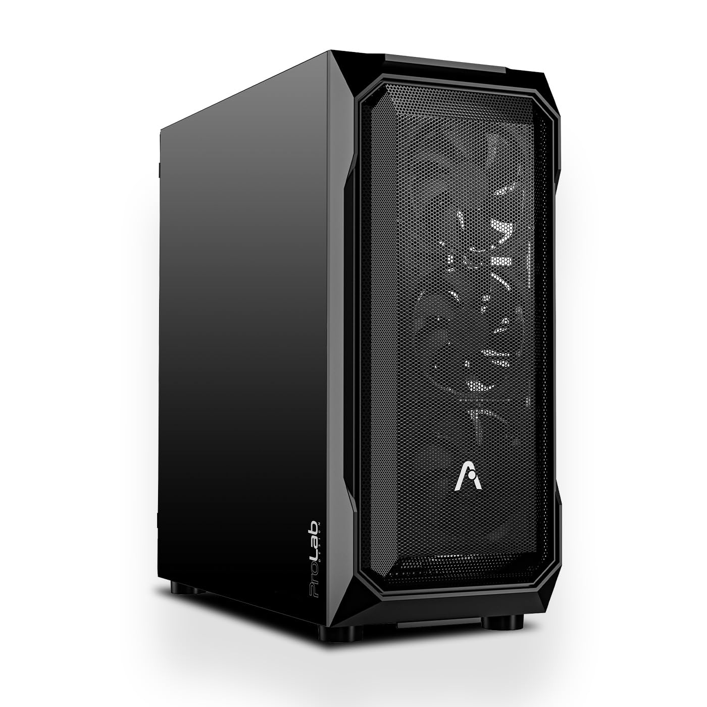 ProLab Design AI628 Workstation Computer Case | Mid Tower Cabinet | 4x120mm Black Fans | E-ATX, ATX, Micro-ATX, Mini-ITX | Full Front Mesh | 360mm AIO on Top & Front | Type-C