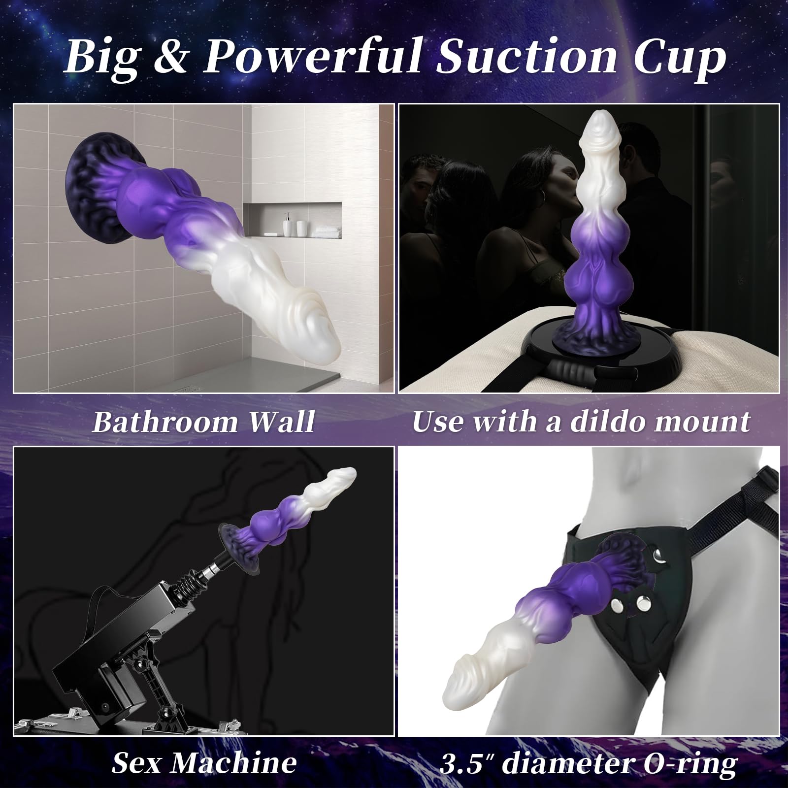 9.75" Big Knot Monster Horse Dildo - Huge Thick Dragon Fantasy Dildo with 3 Dog Knots, XL Large Girthy Anal Butt Plug Trainer with Strong Suction Cup, Adult Sex Toys & Games for Men Women Gay: Purple