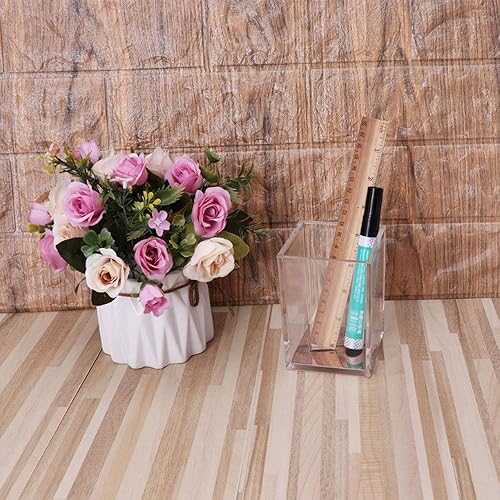 Miniatura 4 de SagaSave Portalápices acrílico transparente, soporte transparente para brochas de maquillaje, accesorios de escritorio acrílicos, organizador de