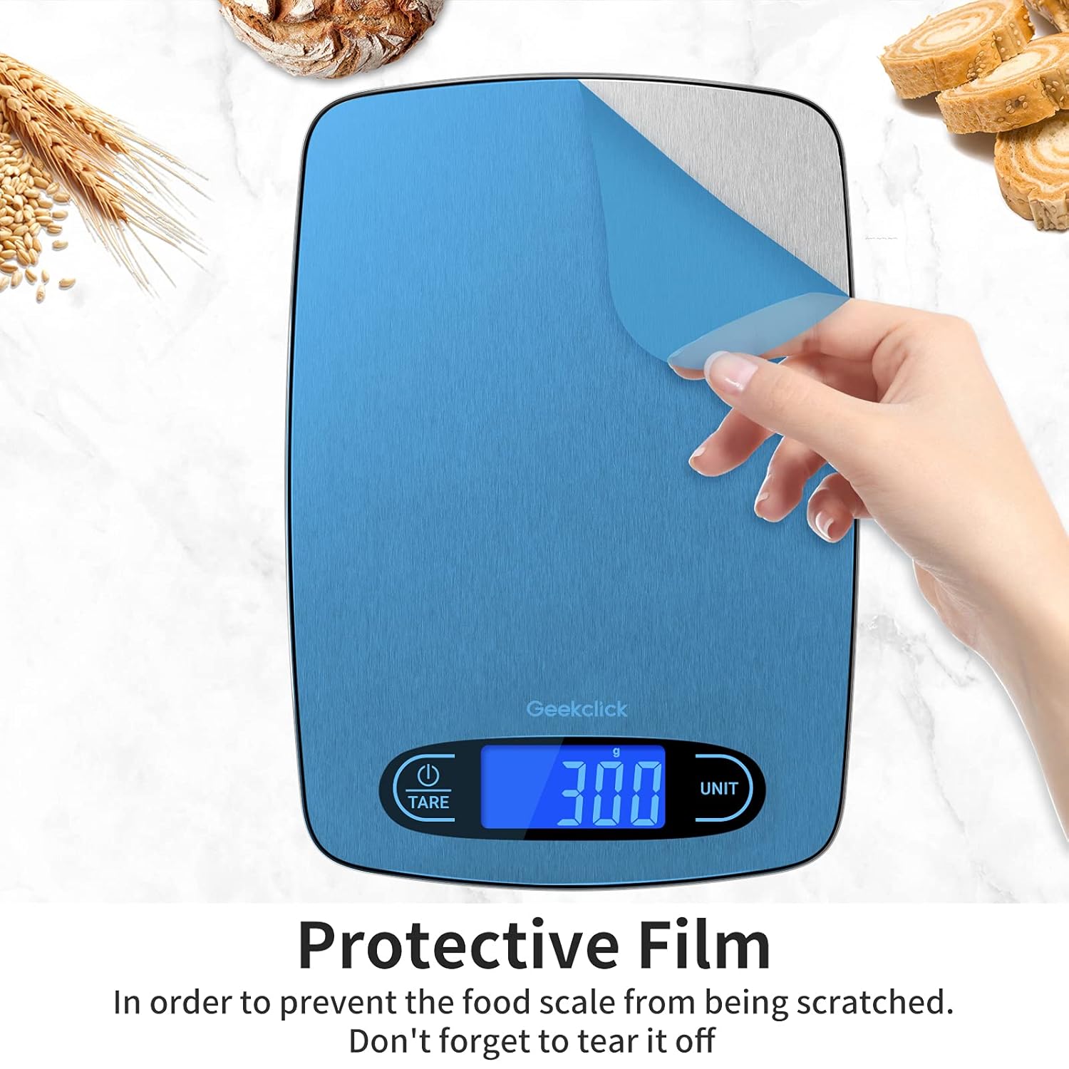 Geekclick Food Scale, Kitchen Scale Digital Weight Grams and oz, Food Weight Scale for Weight Loss, Cooking, Baking and Meal Prep, Measuring Tools 1g/0.05oz Precise Graduation, Sleek Stainless Steel: Home & Kitchen