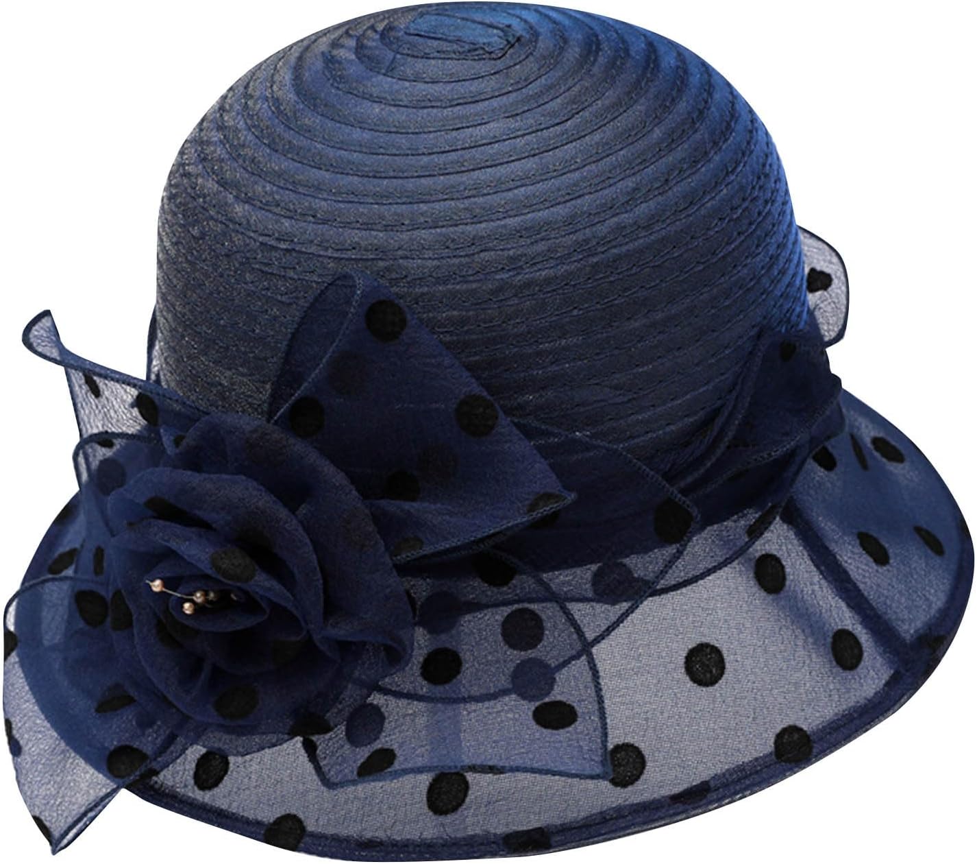2026 Polka Dot Top Hat for Women Mesh Breathe Tea Party Caps Floral Tie Embellished Hats Summer Outdoors Sun Cap Wide Brim