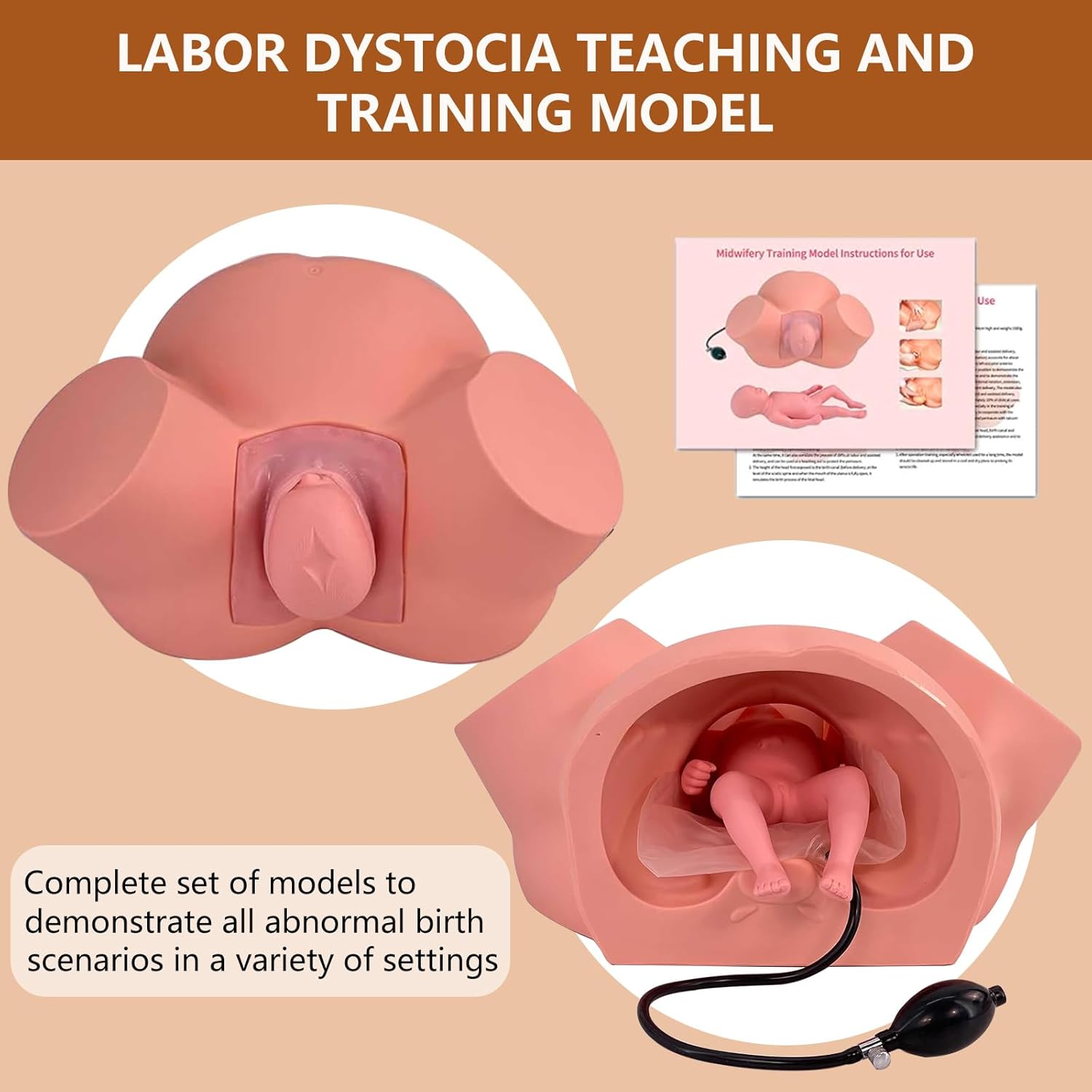 Birth Midwifery Training Model Simulator, Birth Simulator Life Size Childbirth Manikin Midwifery Training Model Obstetrics and Gynecology Delivery Simulator for Nursing Medical Teaching Education