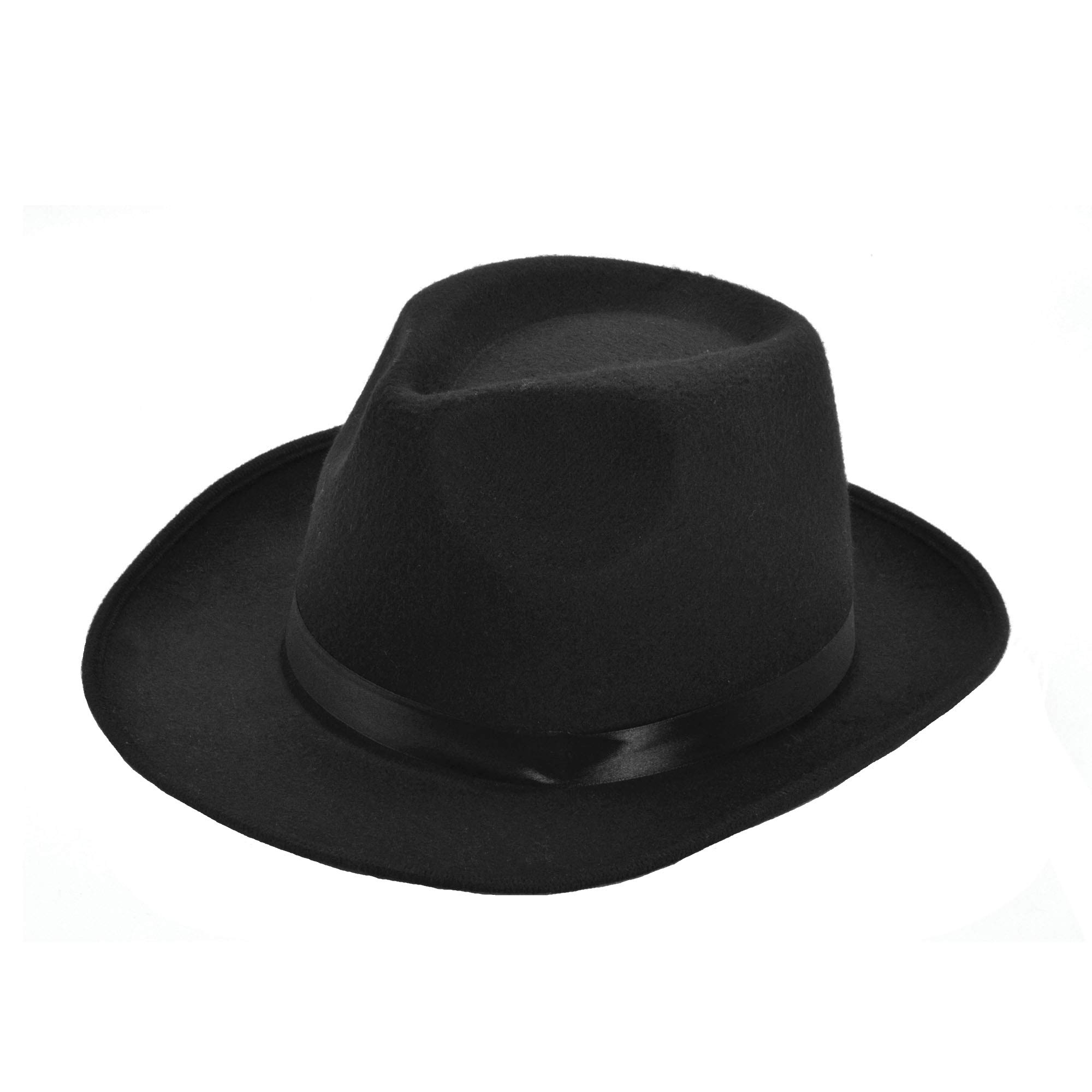 Bristol Novelty BH627 Wool Felt Gangster Hat, Mens, Black, One Size Halloween