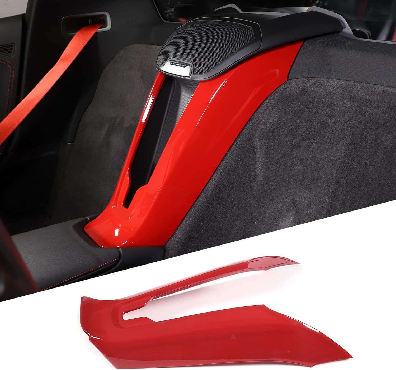 Phone Charger Cover Compatible with Chevrolet Corvette C8 2020-2026, ABS Center Console Seat Compartment Phone Charger Cover, Interior Center Armrest Accessories (Red)