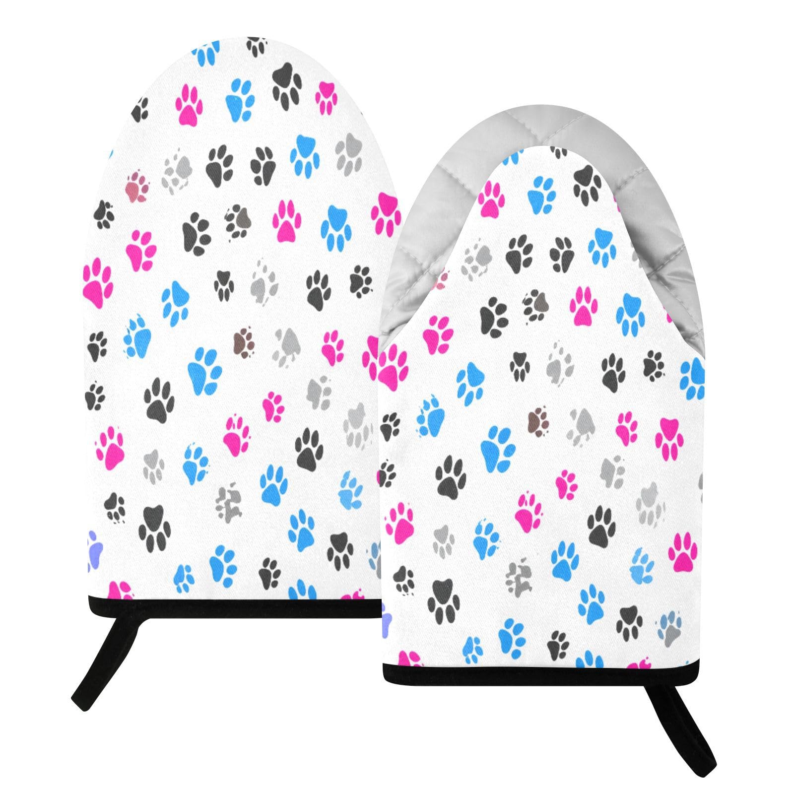 BURSTDDY Paw Prints Oven Mitt,Heat Resistant Kitchen Mitts for Cooking