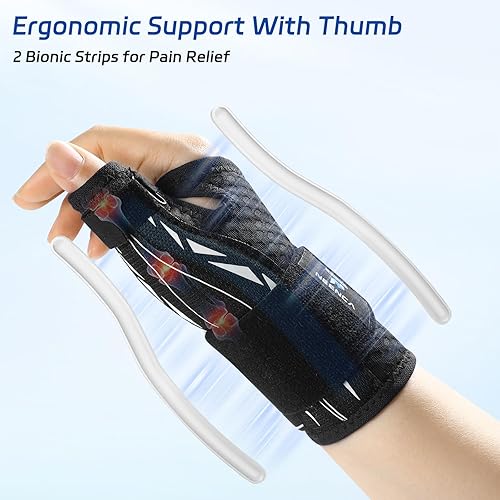 Miniatura 2 de NEENCA Muñequera de pulgar para mujeres y hombres, férula espica para el pulgar para soporte nocturno, alivio del dolor para el pulgar gatillo, CMC,