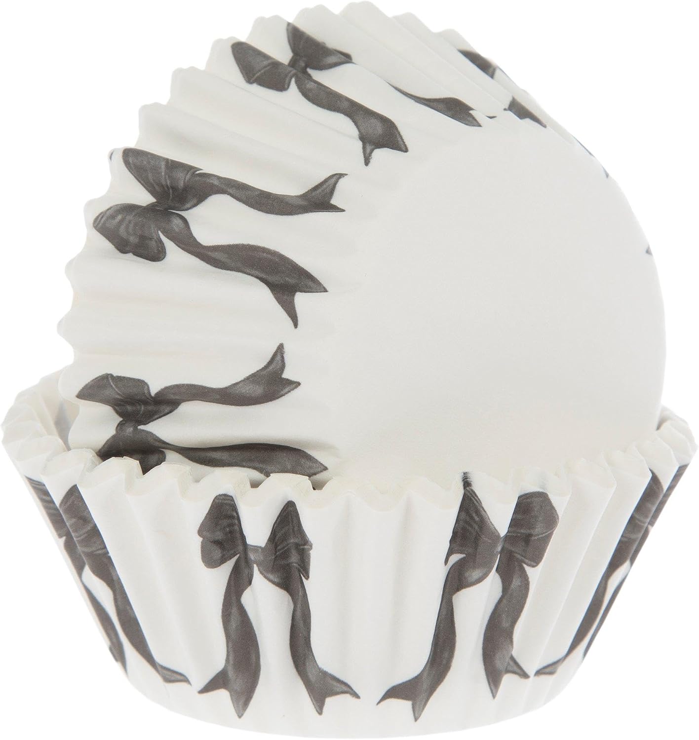 Black Bows Decorative Baking Cups - Patterned Paper Liners for Cupcakes, Muffins (Standard Sized) - 50 Count