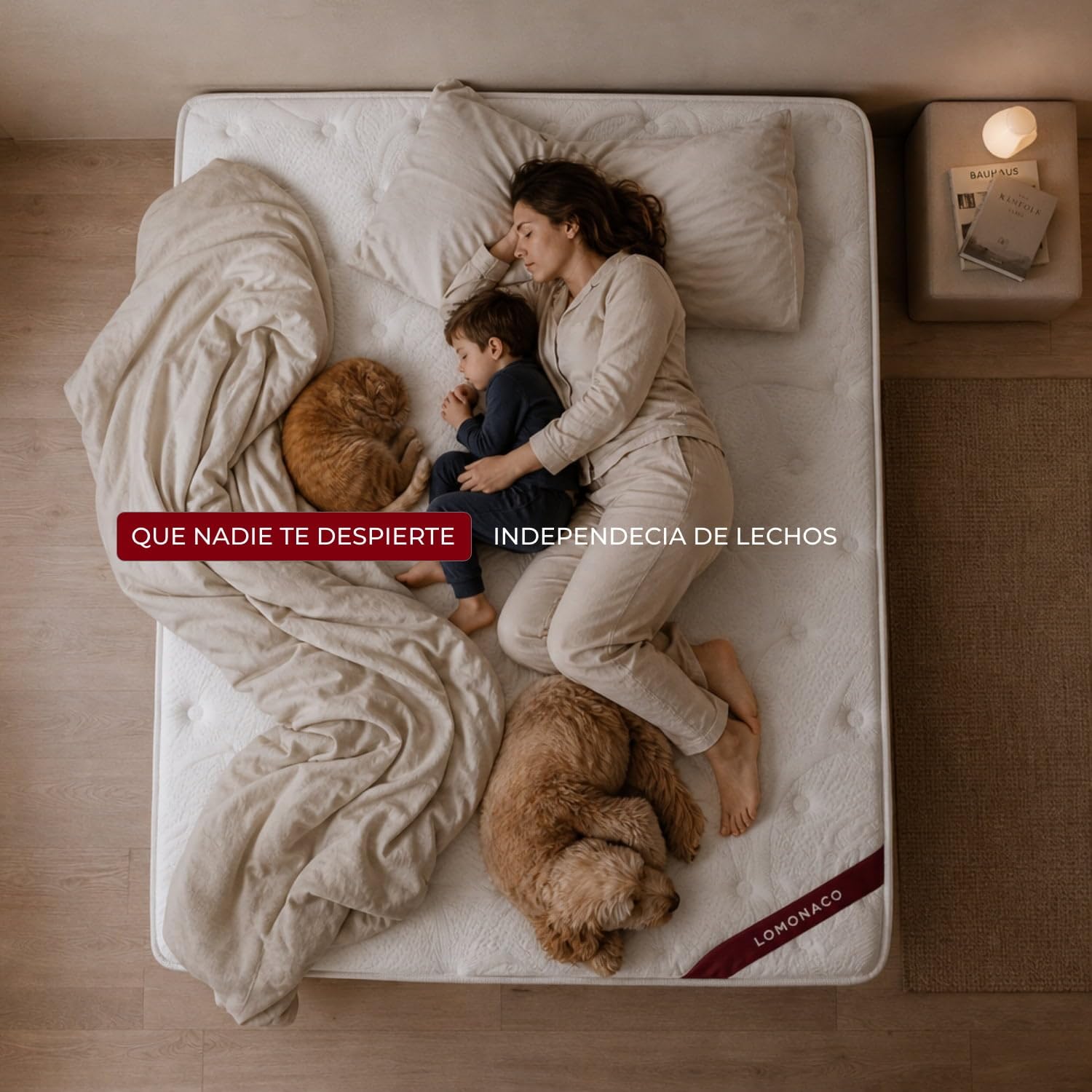 Colchón Natura Visco de LOMONACO 135 x 190 cm | Núcleo HR de Alta Firmeza | Capa Viscoelástica Adaptable | Tejido Transpirable y Fibra Termorreguladora | Altura 25 cm