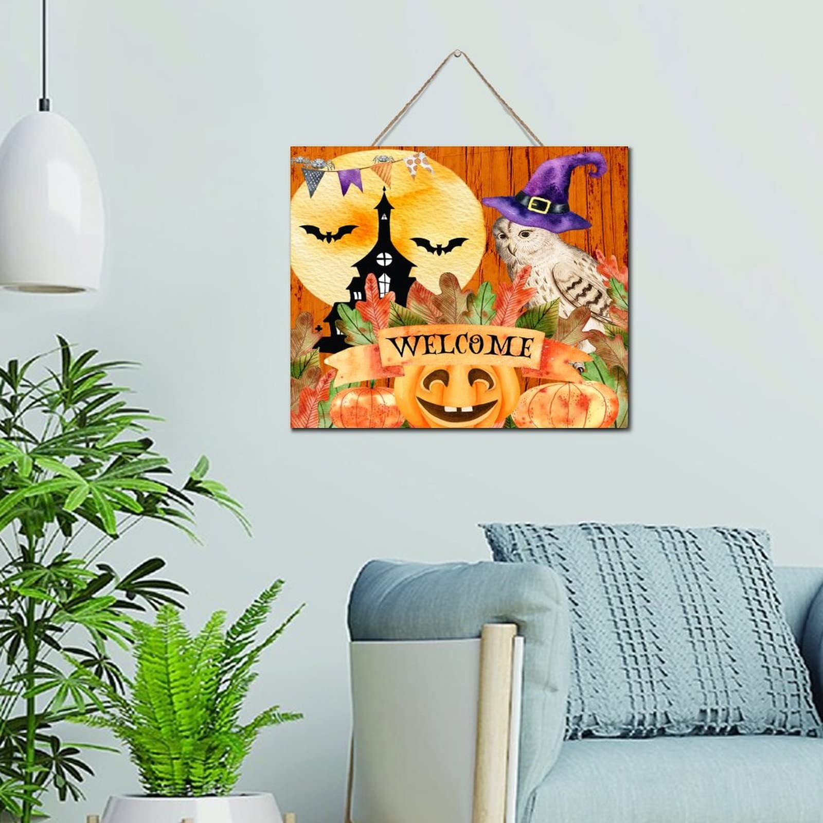 Décoration murale inspirante Halloween bois salon bureau plaque suspendue