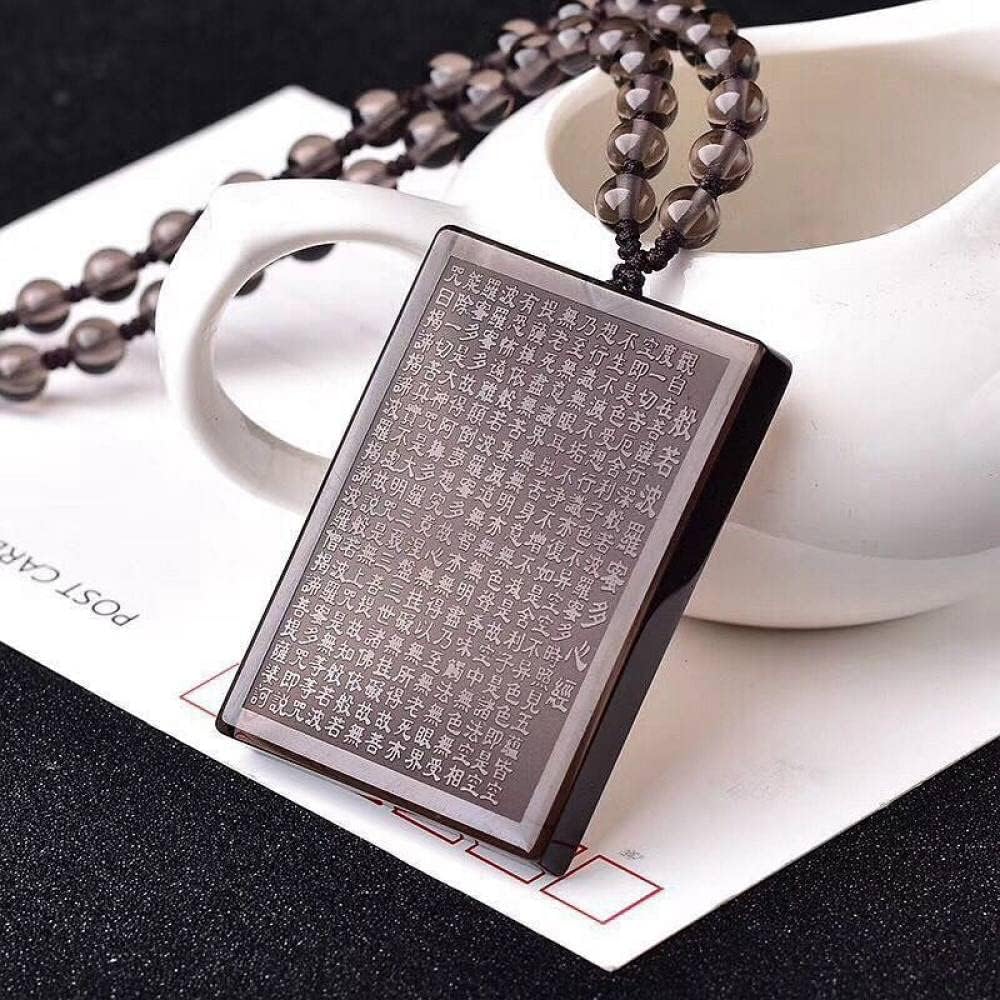 Nasicione Naturalne Nasiona, kwadratowa karta Sutra rzeźbiony w zawieszonej wisior z koralikowym łańcuchem, Energy Yoga Meditation Amulet Lucky Naszyjnik dla mężczyzn Kobiet UI