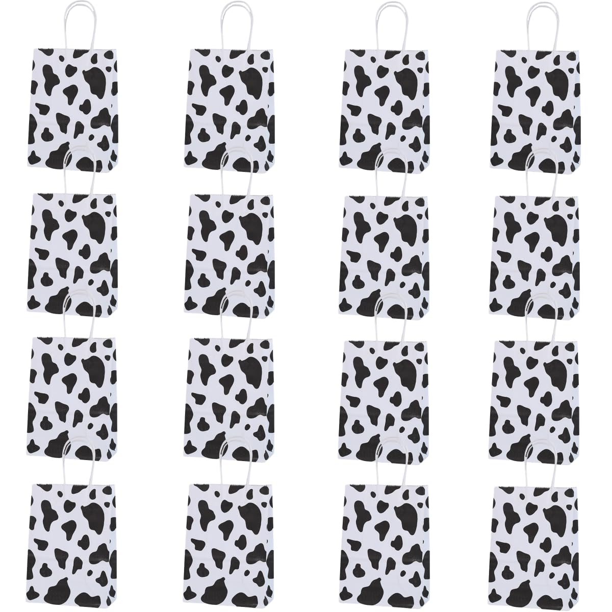 16 Packs Cow Print Gift Bags with Handles, 21x15x8 cm Gift Bags with Twist Handles for Kids or Adults in Birthday party, Weddings, Events or Shopping (cow print) โ image 1