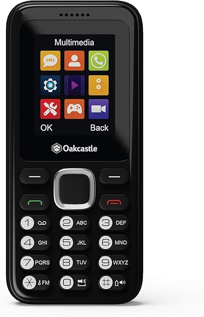 Oakcastle F100 Basic Mobile Phone | Unlocked, SIM Free, Bluetooth Enabled, Rechargeable 7-day Battery Life | Dual SIM & Micro SD Card Slot | Media and Games | Lightweight and Durable Pay As You Go