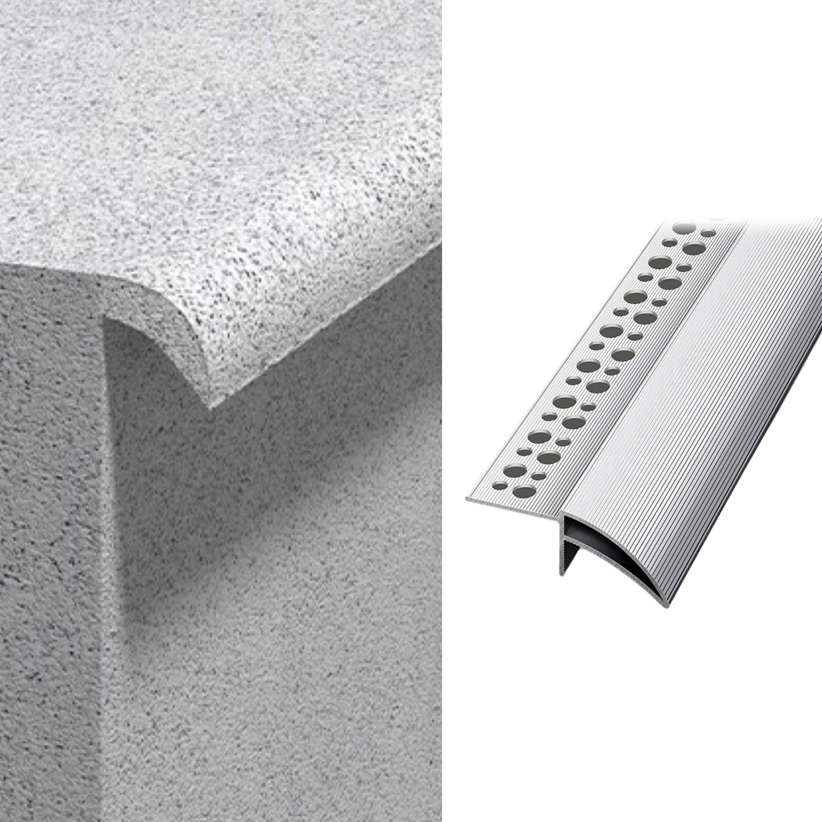 Viiguiy W35mm/1.4In Concealed Aluminum Rain Diverter, Prevents Moisture Drip Edge Flashing Profile, Guides Rainwater Away Wall Eaves Edge Trim, Embedded Installation(,L2.1m/6.9Ft)