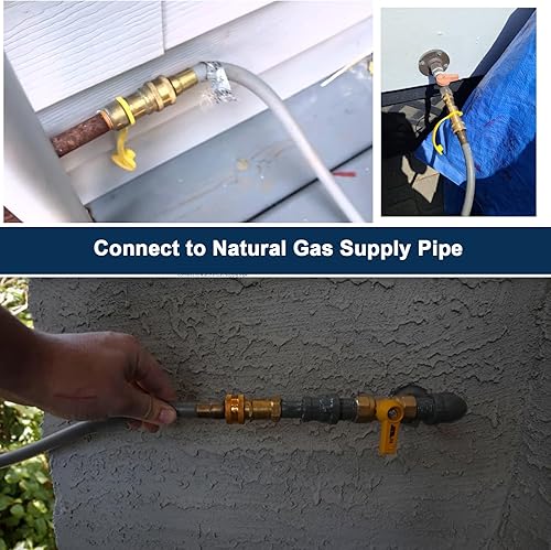 Miniatura 6 de ATKKE Manguera de gas natural de 38 pulgadas de diámetro interior, ensamblaje de manguera de conexión rápida de propano a gas natural para parrilla,