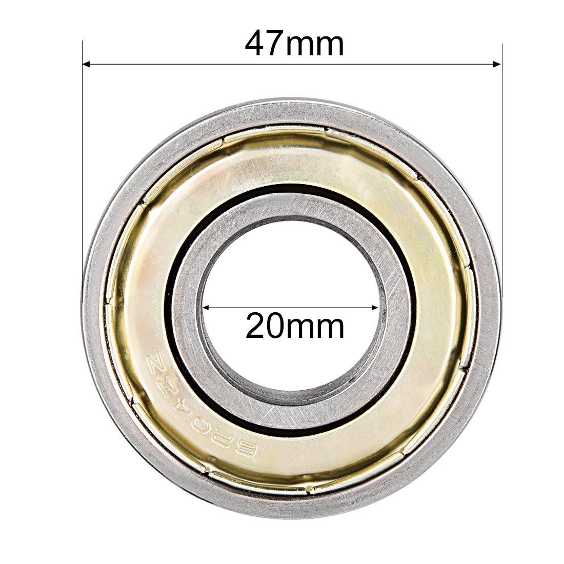 uxcell 6204ZZ Ball Bearing 20mm x 47mm x 14mm Double Shielded 6204-2Z 80204 Deep Groove Bearings, Carbon Steel (Pack of 10)