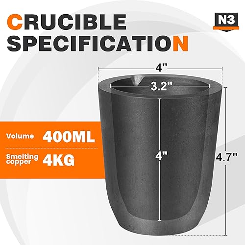 Miniatura 2 de CANALHOUT Crisoles de grafito de carburo de silicio, crisoles para derretir metal, resisten la alta temperatura de 1800℃ (3272°F), fundición