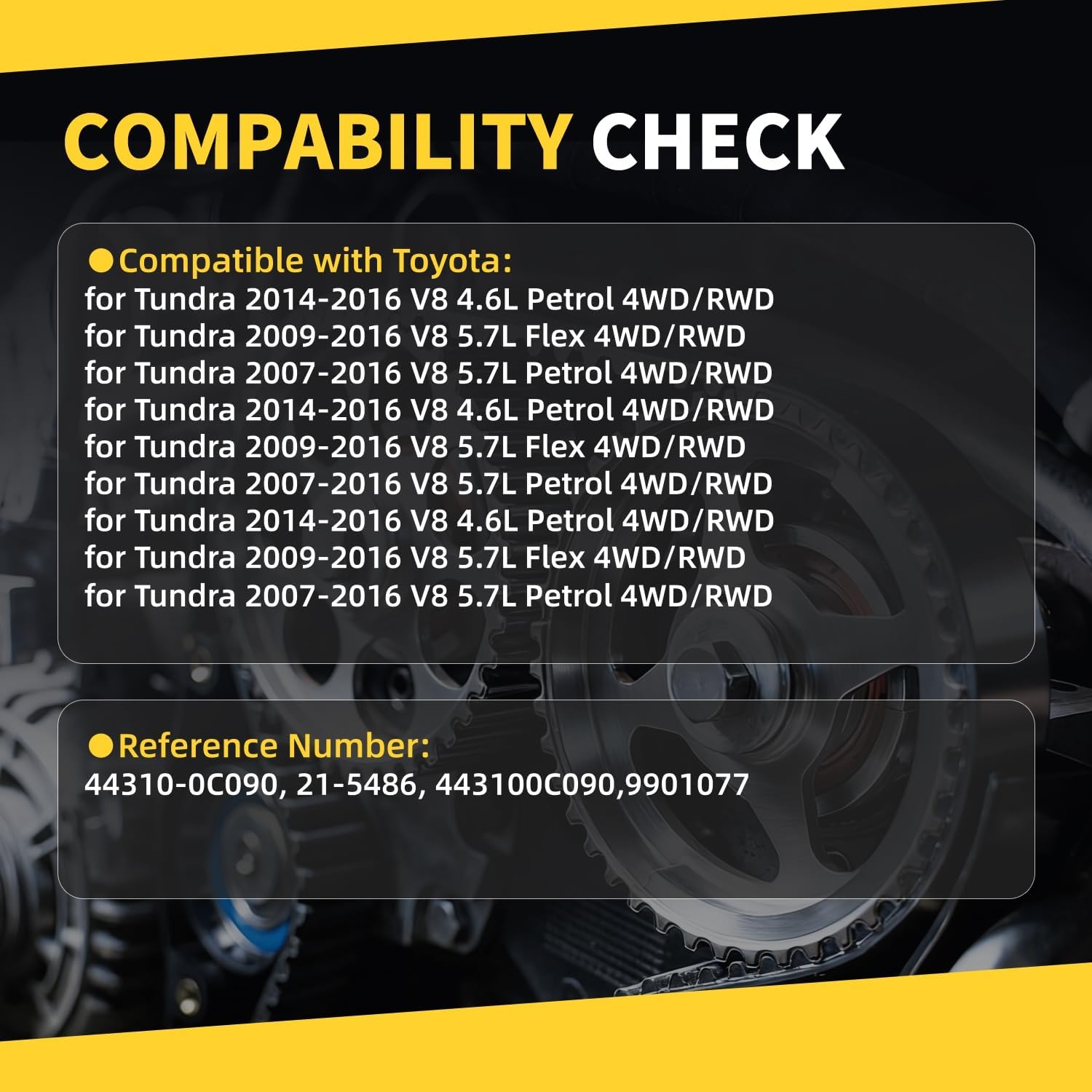 New Power Steering Pump Compatible with Toyota Tundra 2007 2008 2009 2010 2011 2012 2013 2014 2015 2016 V8 4.6L 5.7L Petrol/Flex 4WD/ RWD Replace # 21-5486, 9901077