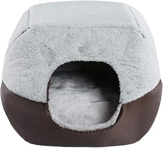 Hollypet Coral Velvet Self~Warming 2 in 1 Foldable Cave House Shape Nest Pet Sle - Compare price