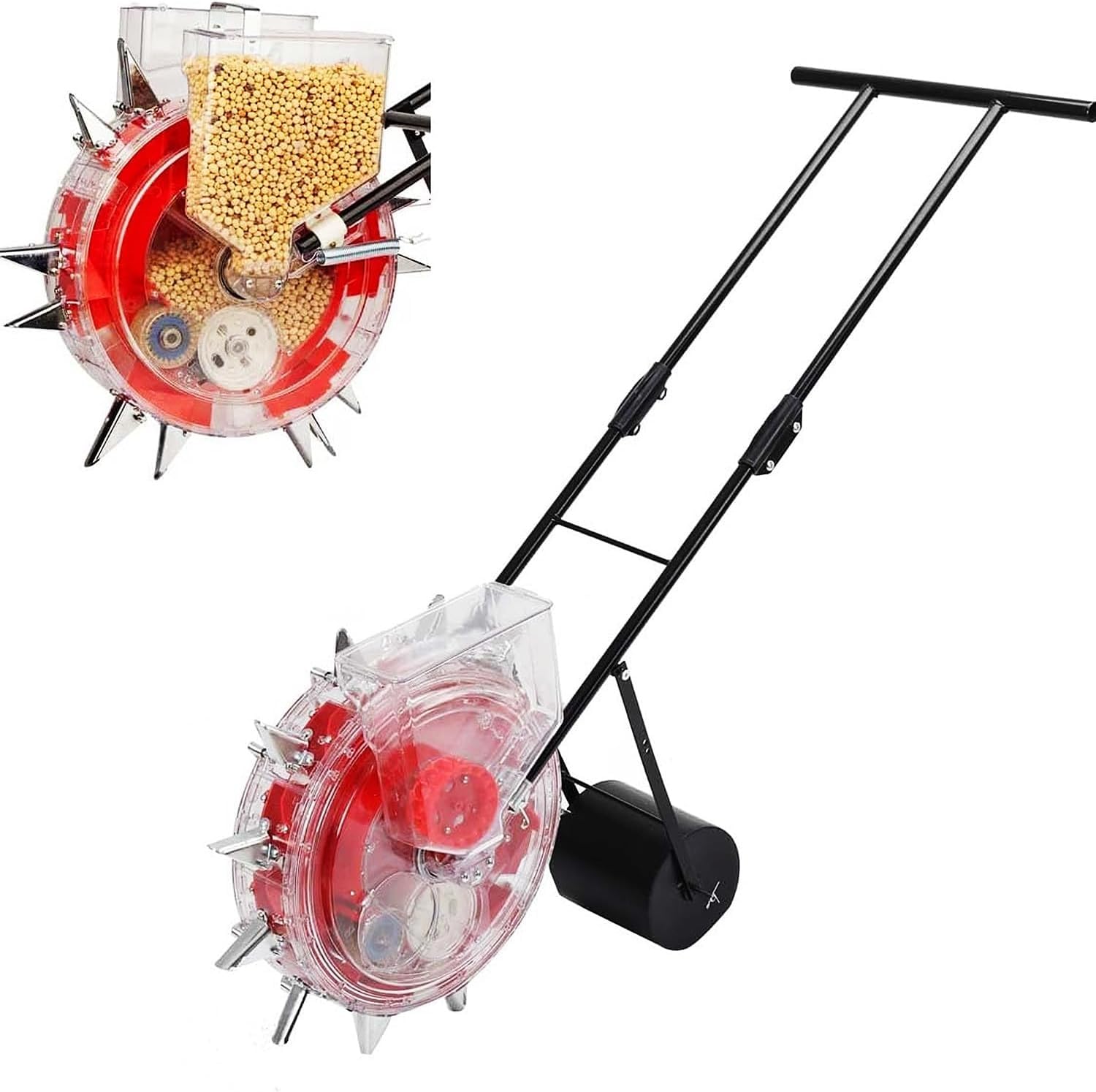 Semoir Manuel, semoir à Rouleaux de Jardin à poussée Manuelle, semoir en rangée, applicateur d'engrais, Machine de semis précise pour maïs, soja, arachide, Coton, soja(8 Nozzles)