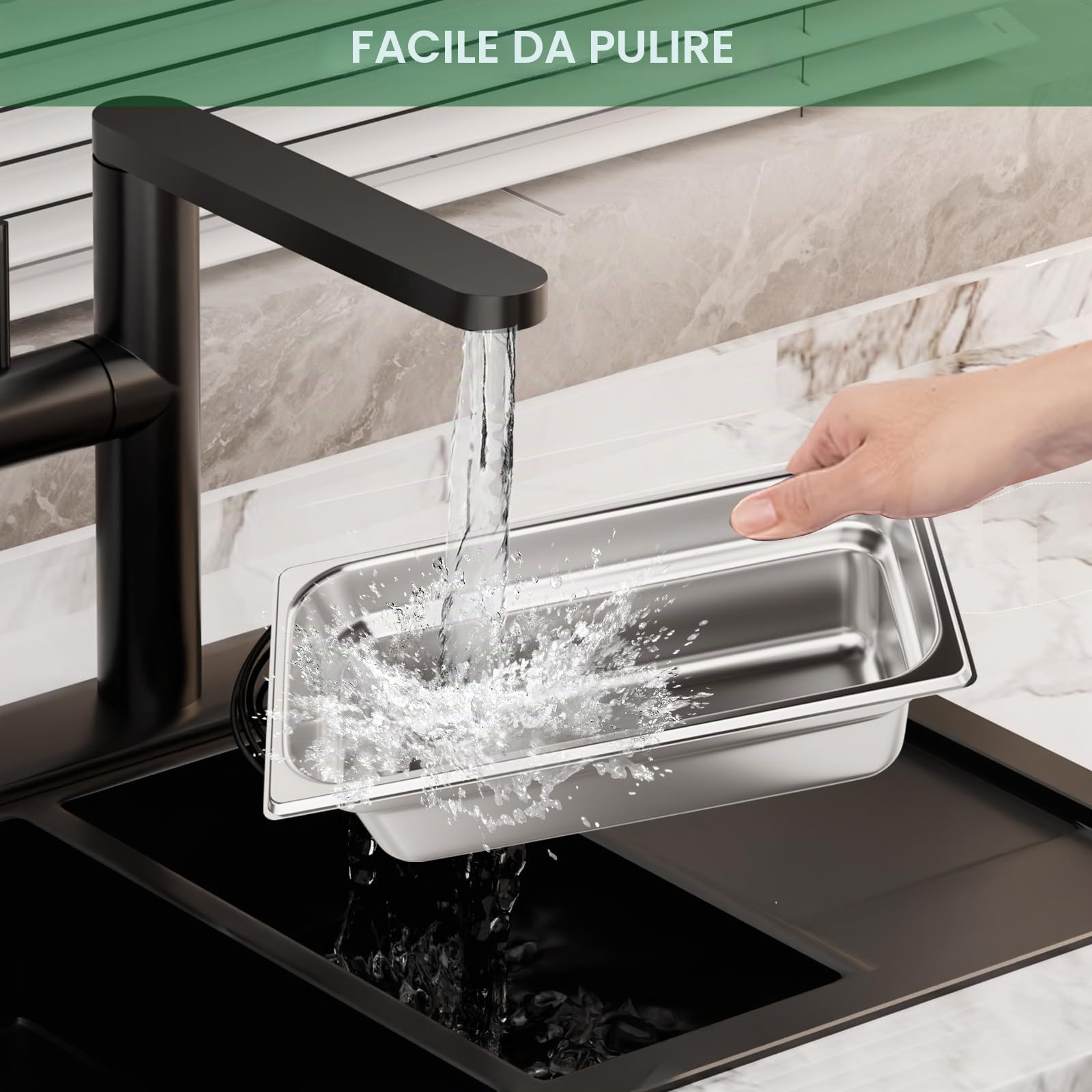 TAIMIKO GN Gastronorm, contenitore in acciaio inox, 100 mm, in acciaio inox, contenitore per alimenti, Bain Marie, Catering, padelle per alimenti, spessore 1 mm (1/3, 6 pezzi, con coperchio), 6 pezzi