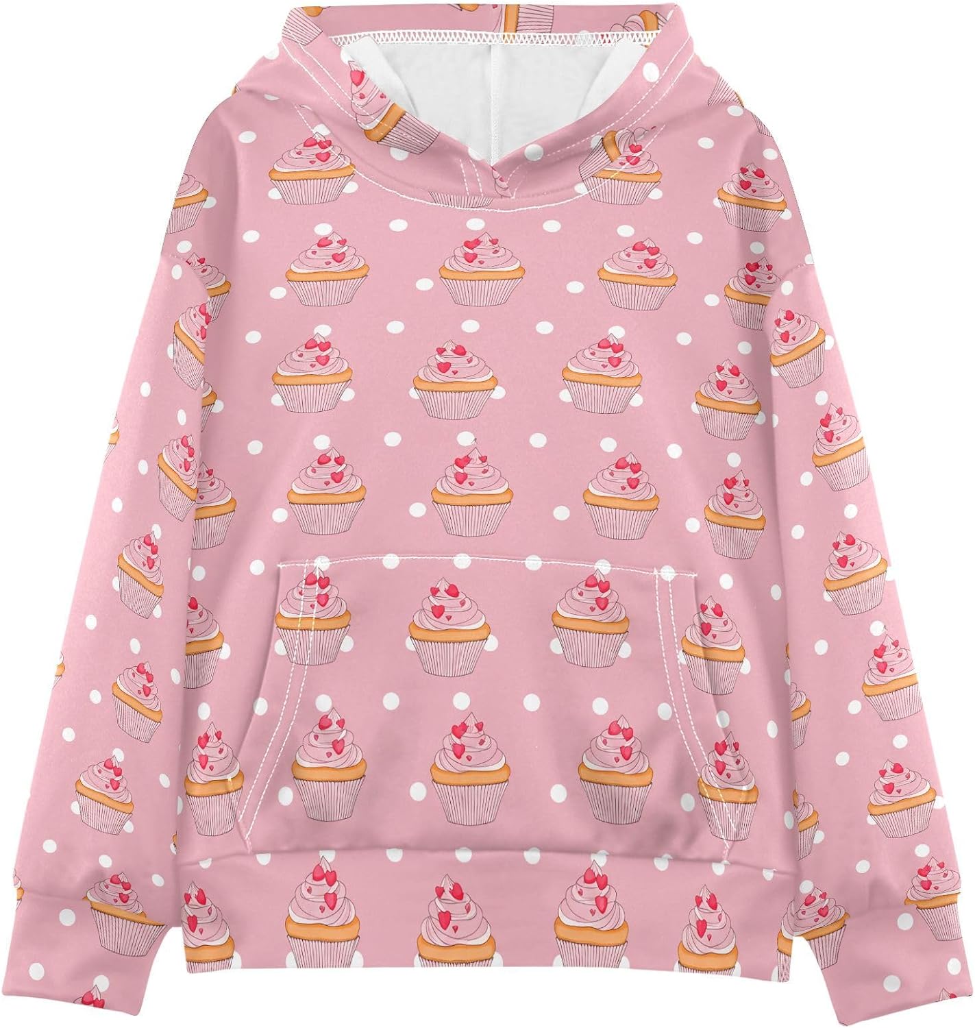 Cute Cupcakes Pink Toddler Girls Pullover Hoodie Sweatshirt 4-14Y 202c1799