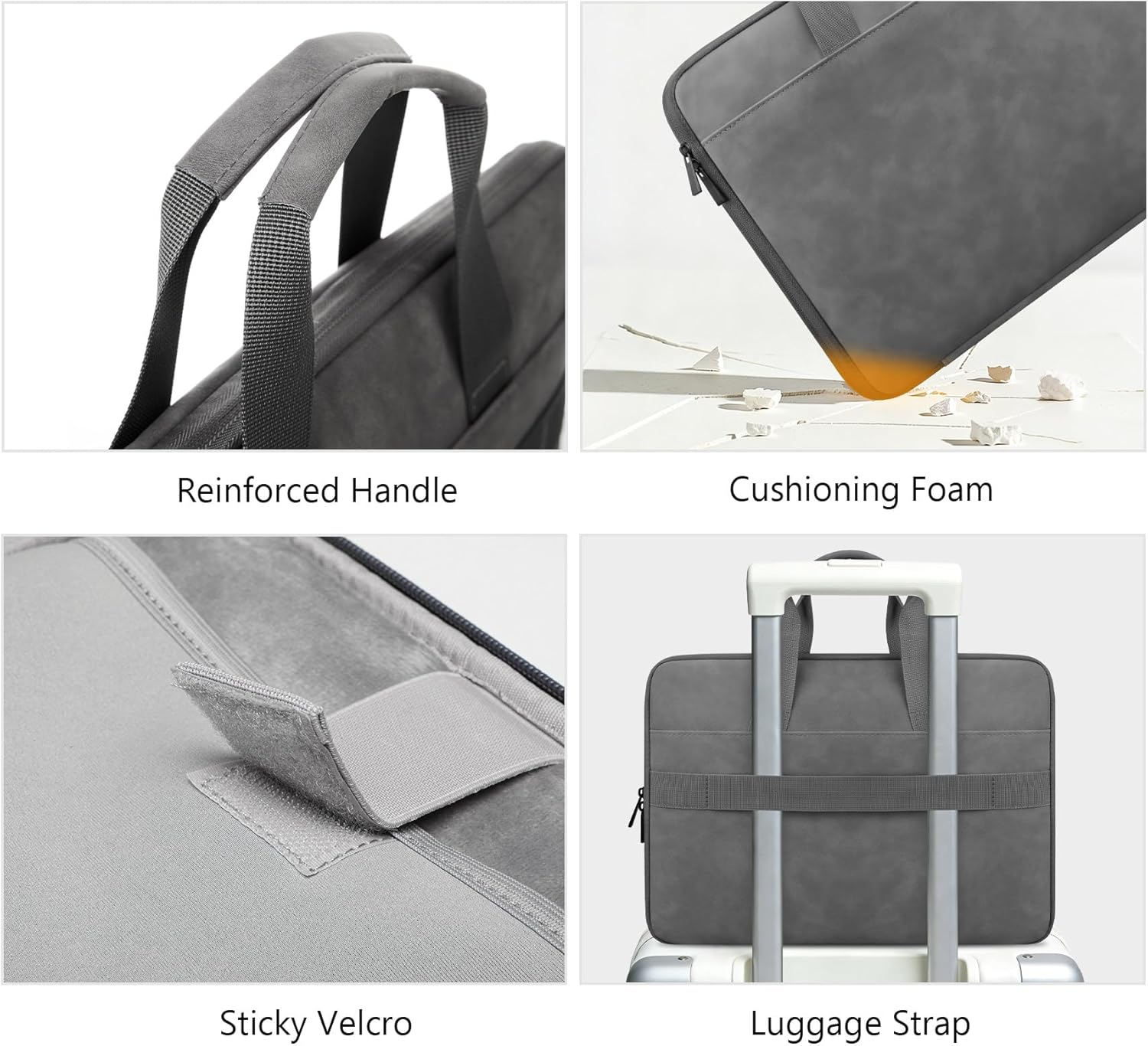 Lacdo 14 Inch Laptop Case Sleeve for HP Lenovo Dell ASUS Chromebook 14, HP Stream 14, Dell Inspiron 14/Latitude 14, Lenovo ThinkPad/IdeaPad 14, ASUS VivoBook 14 Protective Computer Bag, Dark Gray - Image 5