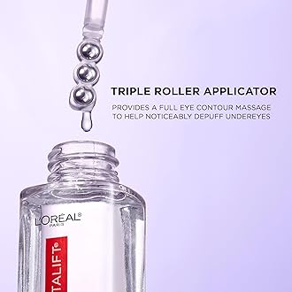 L'Oreal Paris Revitalift Hyaluronic Acid + Caffeine Hydrating Eye Serum for Dark Circles, Fragrance Free .67 fl. oz + Moisturizer Sample