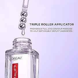 L\'Oreal Paris Revitalift Hyaluronic Acid + Caffeine Hydrating Eye Serum for Dark Circles, Fragrance Free .67 fl. oz + Moisturizer Sample