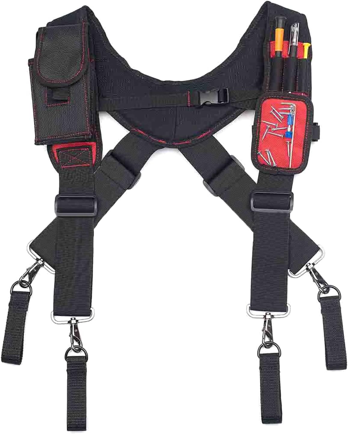 Heavy Work Tool Belt Suspenders Nail Pocket Set Adjustable Lumbar Multi Function Tooling for Carpenter Tool Belt Suspenders for Men with Cellphone Holder