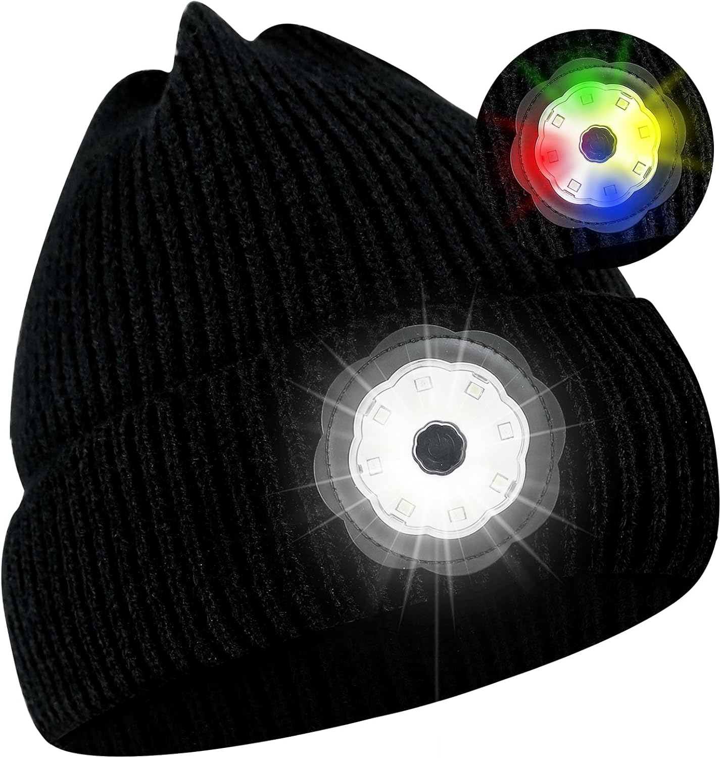 Riuog LED Beanie Hat with Light,USB Rechargeable Headlight Cap,Unisex