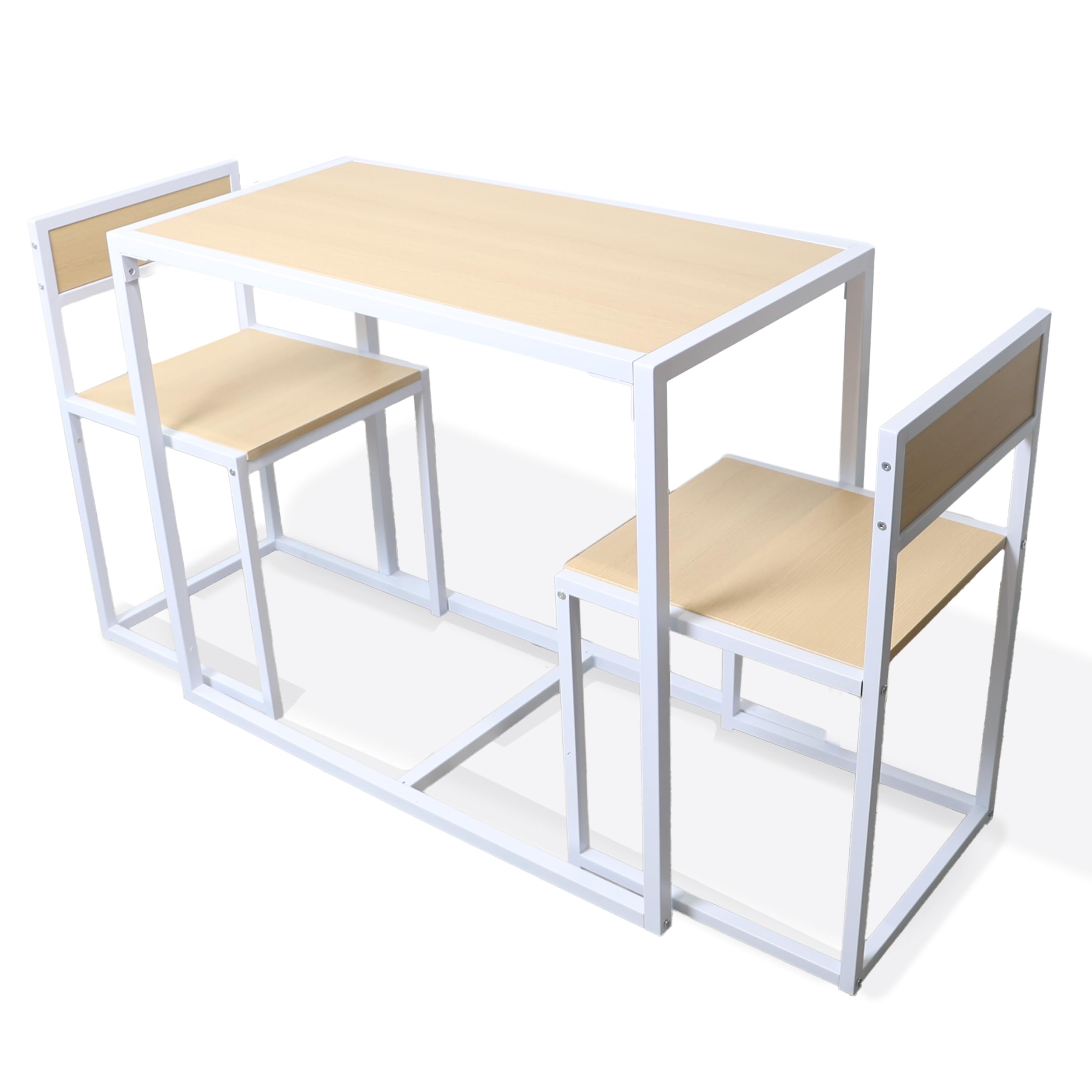 DIVCHI 3 Piece Dining Table Set Kitchen Table & Chair Sets For 2 Breakfast Bar Table And Chairs Set With Space Saving Design For Dining Room Living Room & Kitchen (White)