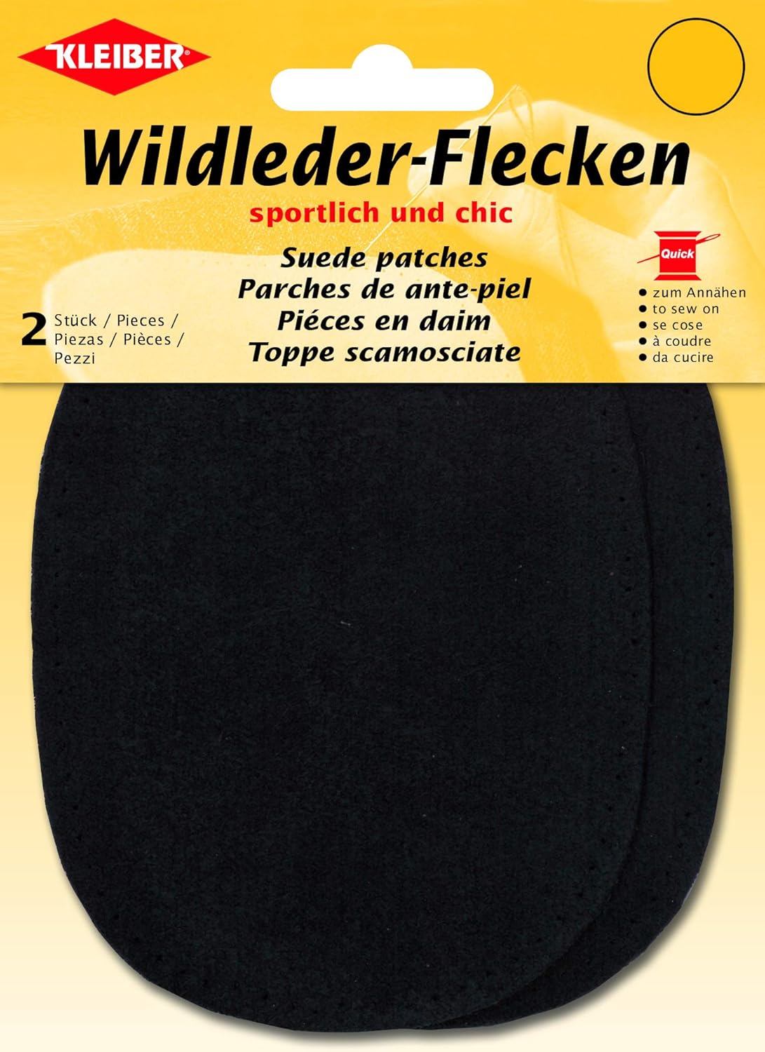 Suede Leather Patches-Pair (2) -12cm x 10cm-Oval-Black